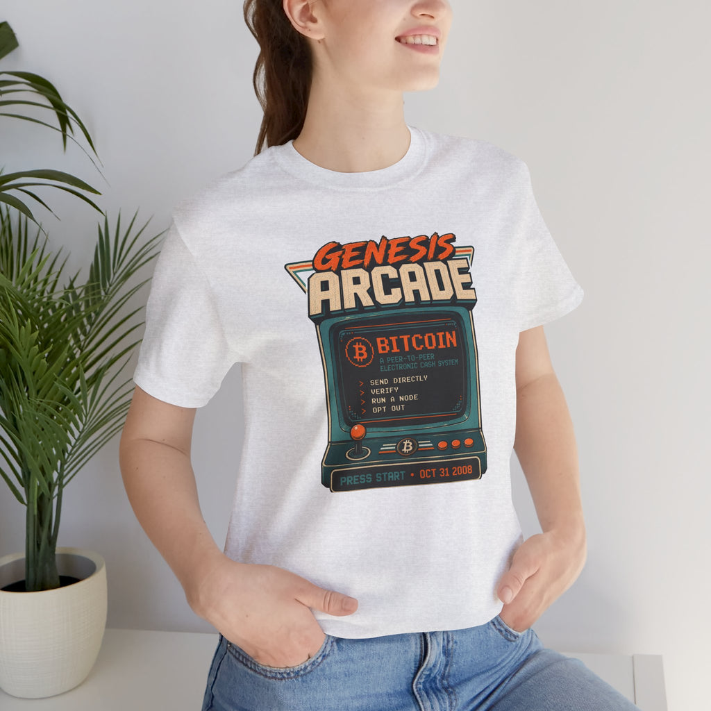 Bitcoin Genesis Block Retro Arcade T-Shirt | Bella Canvas 3001