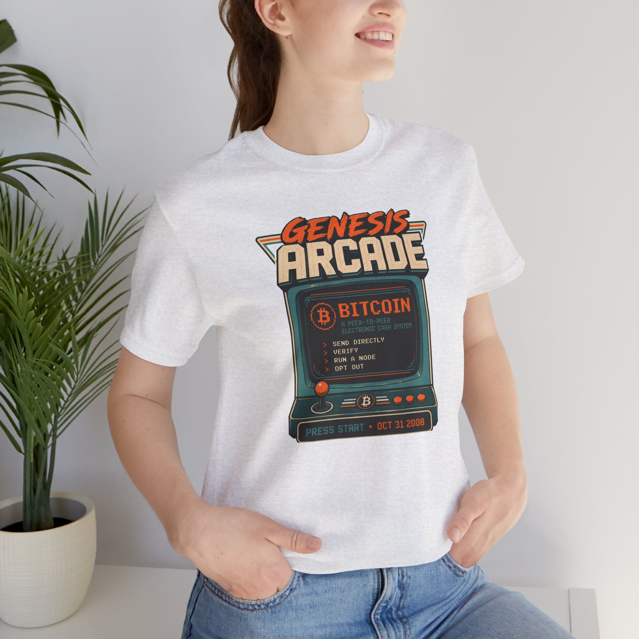 Bitcoin Genesis Block Retro Arcade T-Shirt | Bella Canvas 3001