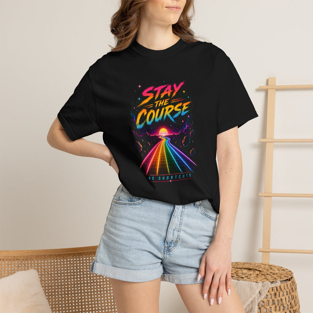 Incognito Heavyweight Stay the Course Retro Rainbow Road Neon T-Shirt | Comfort Colors 1717