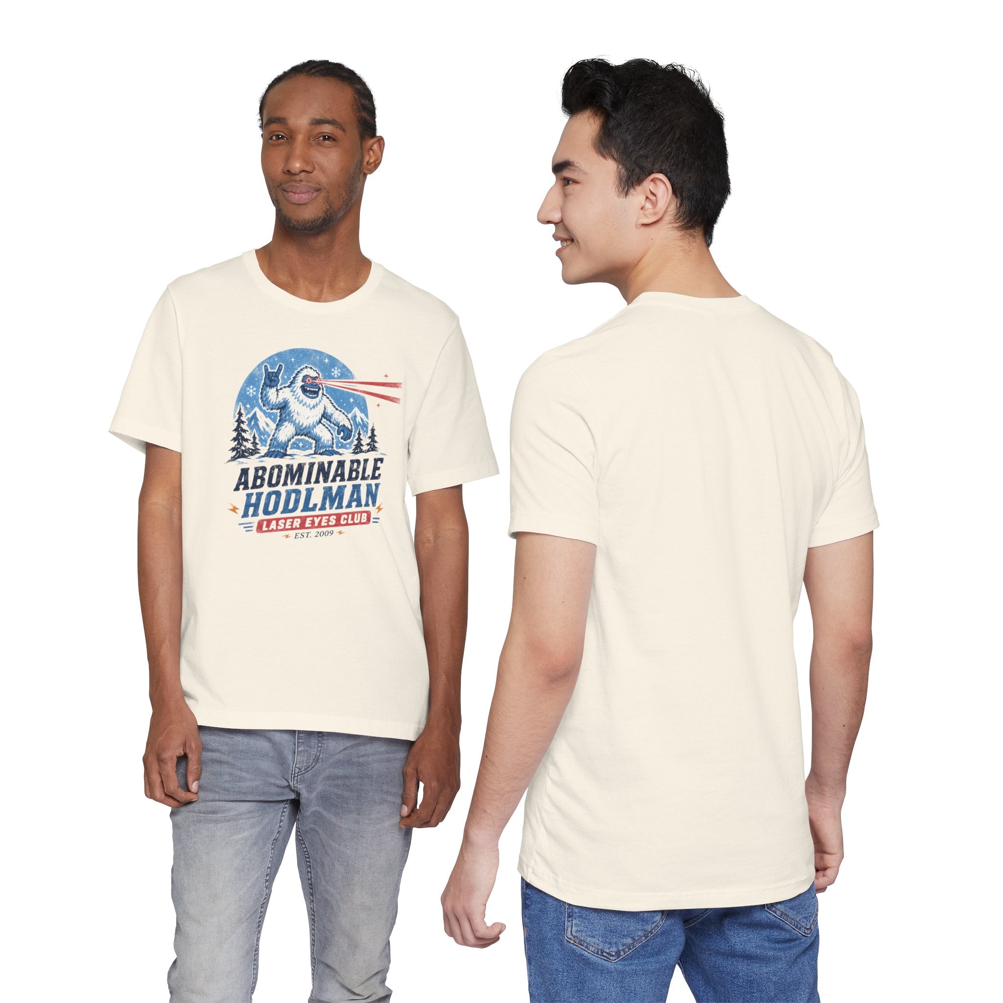 Abominable Hodlman Laser Eyes Club Bitcoin Tee | Yeti Holiday Shirt | Bella Canvas 3001