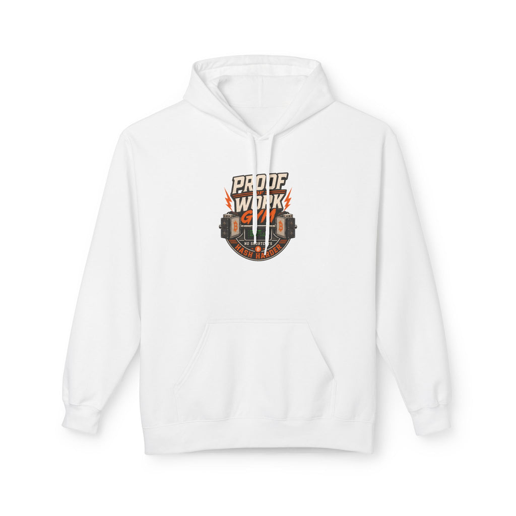 Proof of Work Bitcoin Mining Gym Hoodie | Weightlifting barbell vintage emblem, Train Hard, Hash Harder Pullover