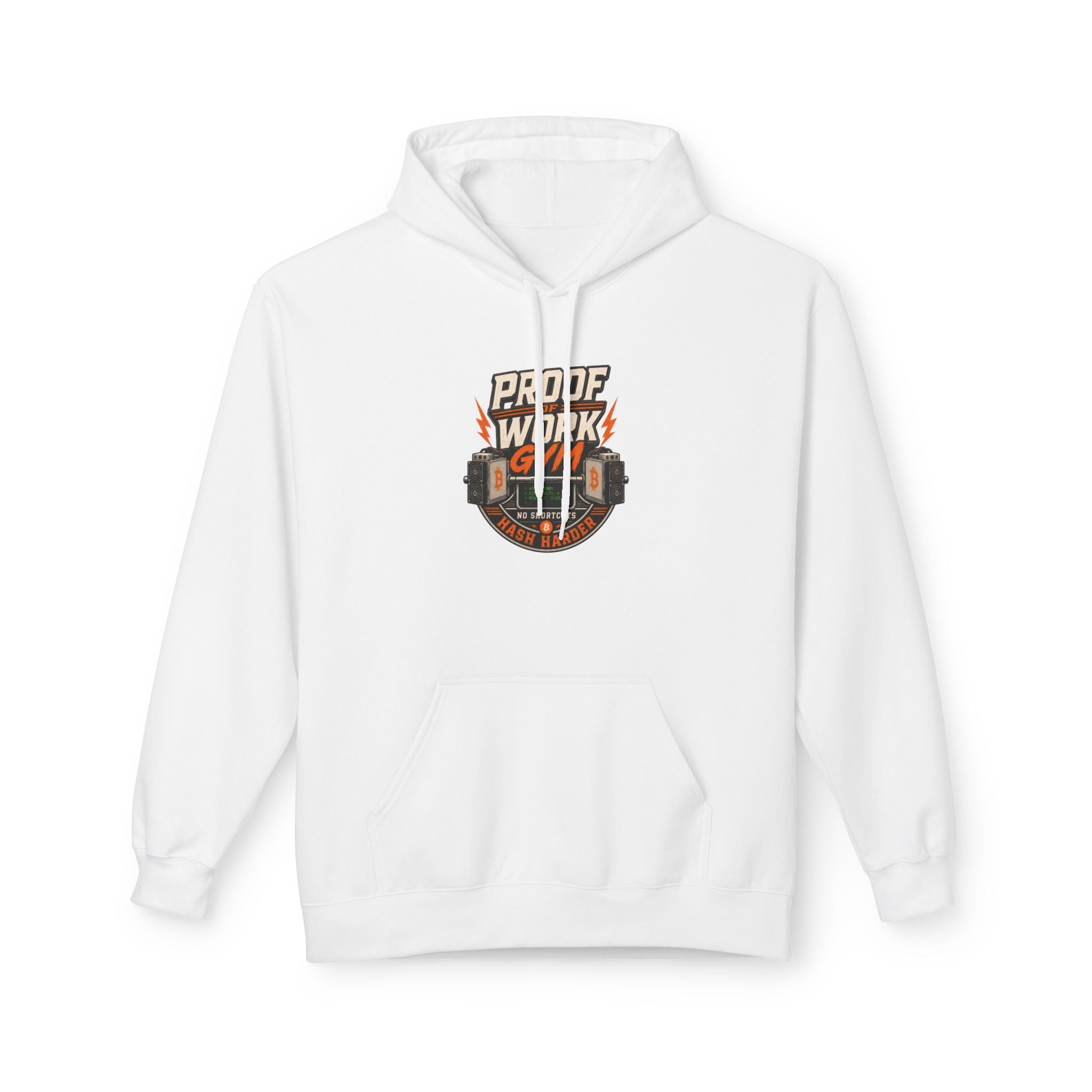 Proof of Work Bitcoin Mining Gym Hoodie | Weightlifting barbell vintage emblem, Train Hard, Hash Harder Pullover