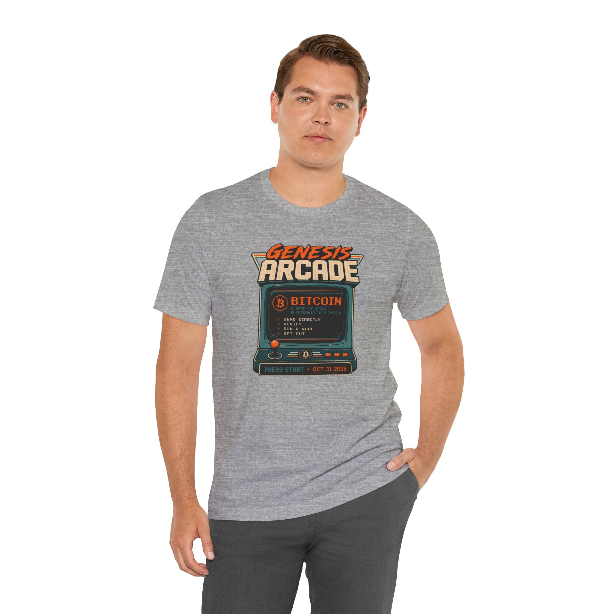 Bitcoin Genesis Block Retro Arcade T-Shirt | Bella Canvas 3001