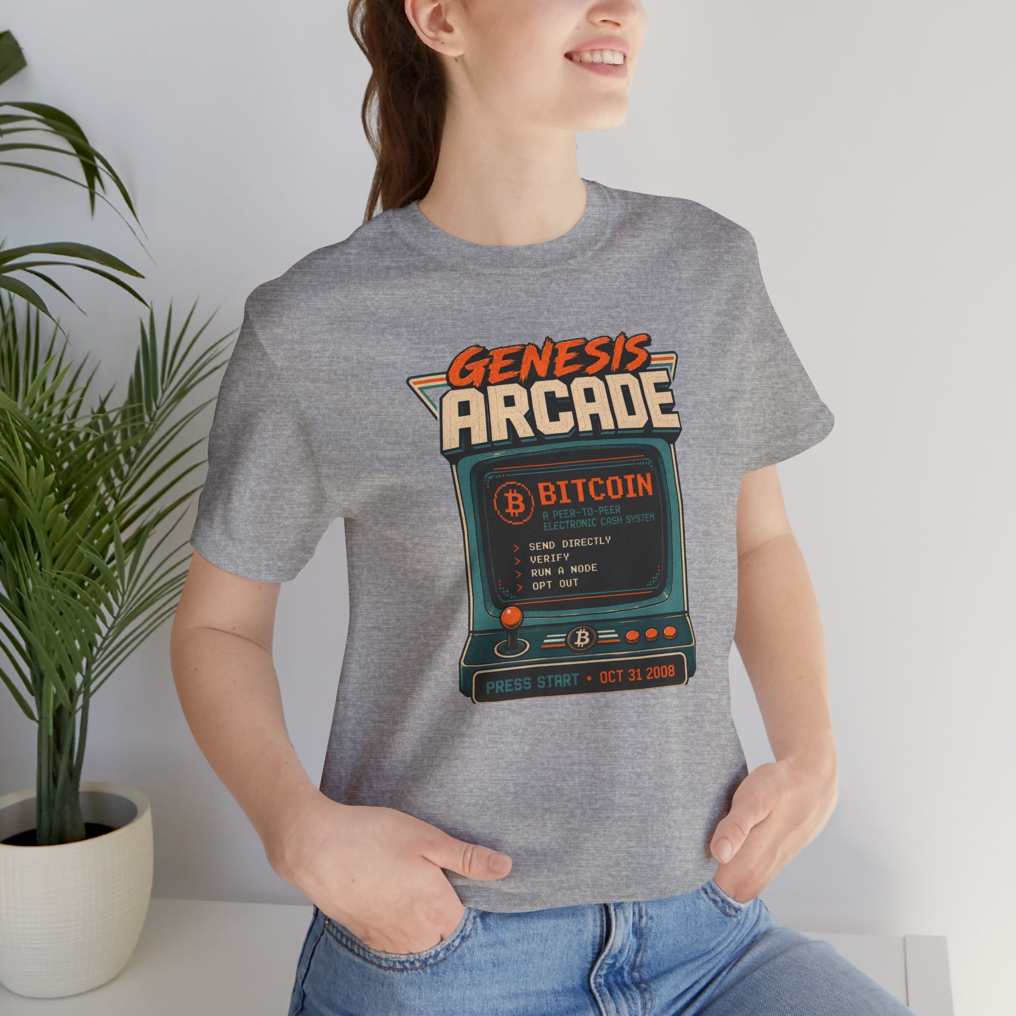 Bitcoin Genesis Block Retro Arcade T-Shirt | Bella Canvas 3001