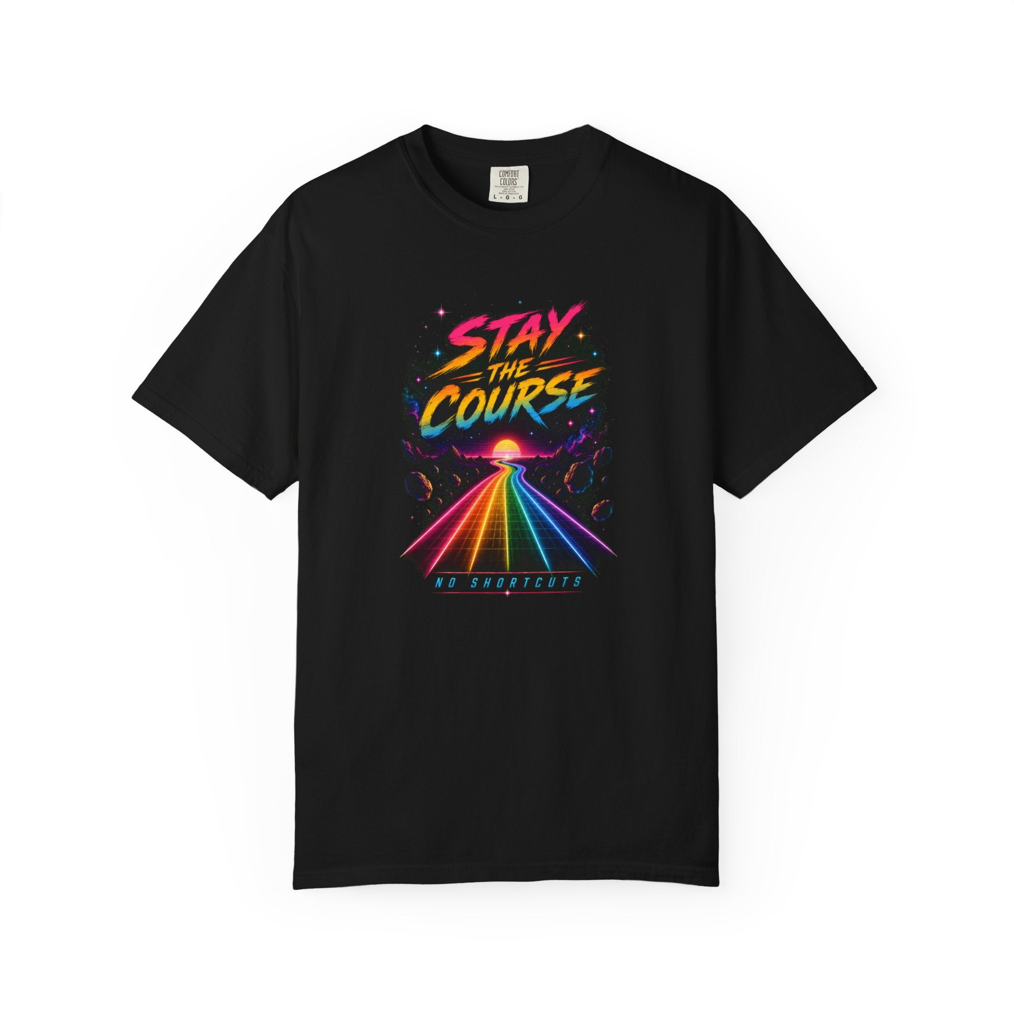 Incognito Heavyweight Stay the Course Retro Rainbow Road Neon T-Shirt | Comfort Colors 1717