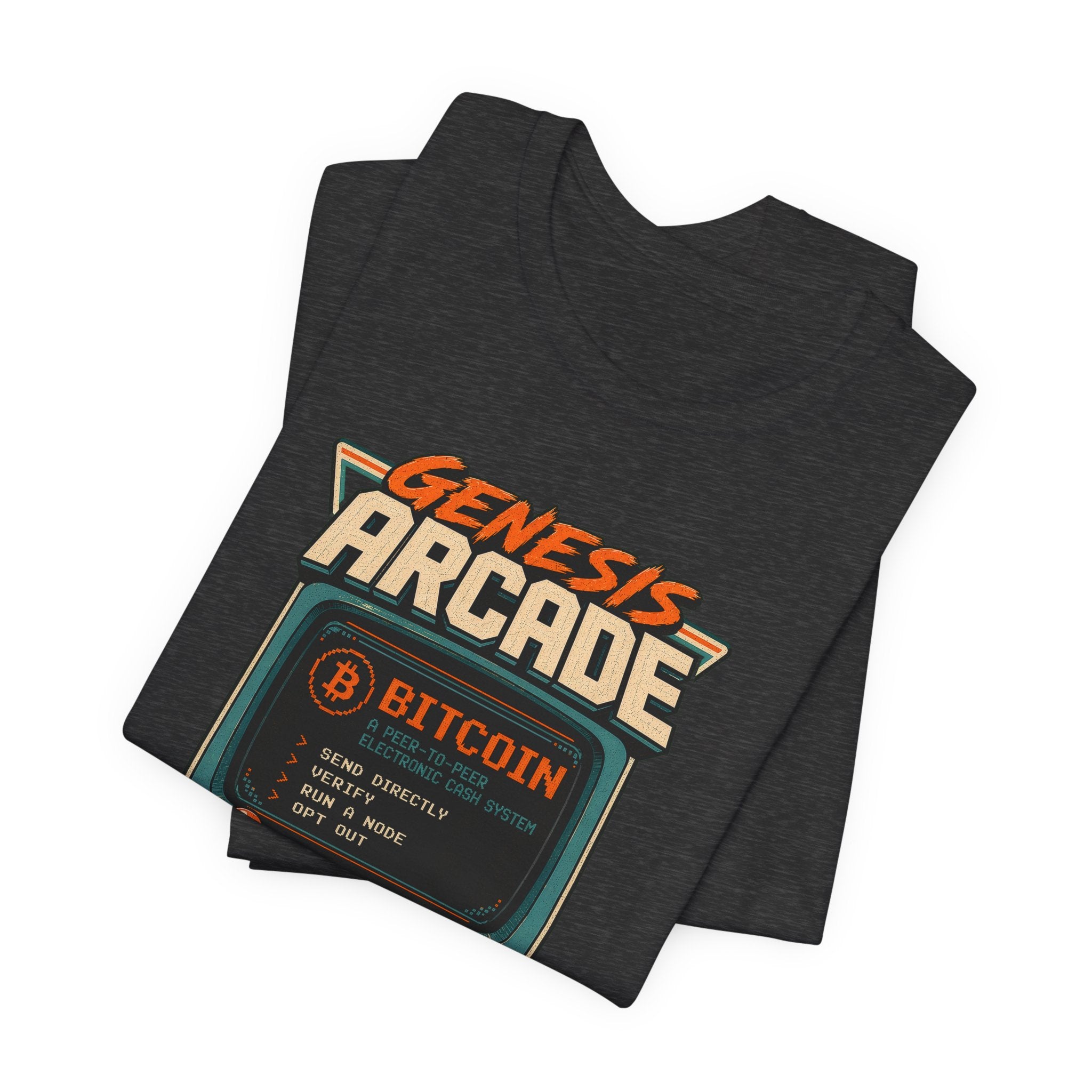 Bitcoin Genesis Block Retro Arcade T-Shirt | Bella Canvas 3001