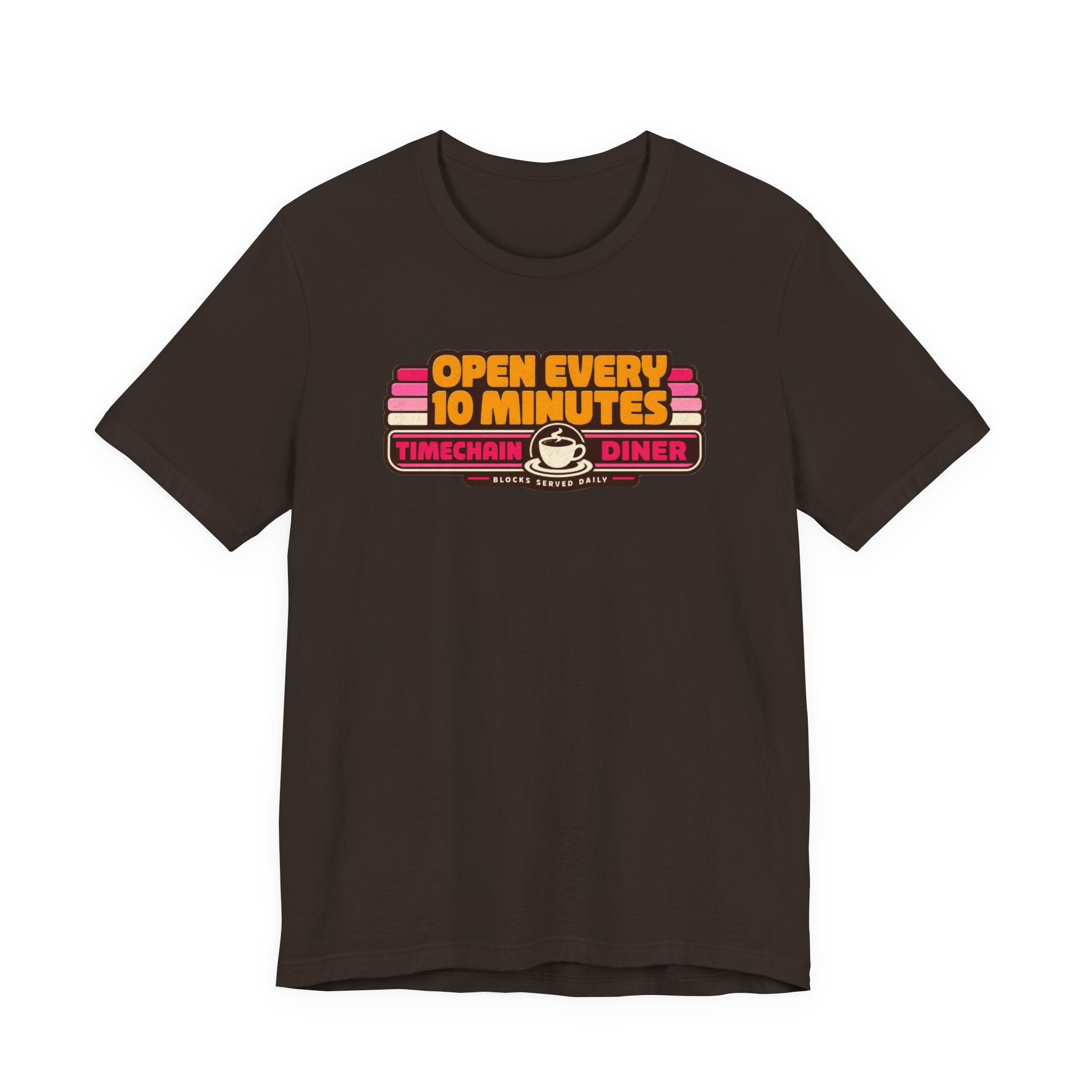 Incognito Open Every 10 Minutes Timechain Diner Tee | Retro Coffee T-Shirt | Bella Canvas 3001