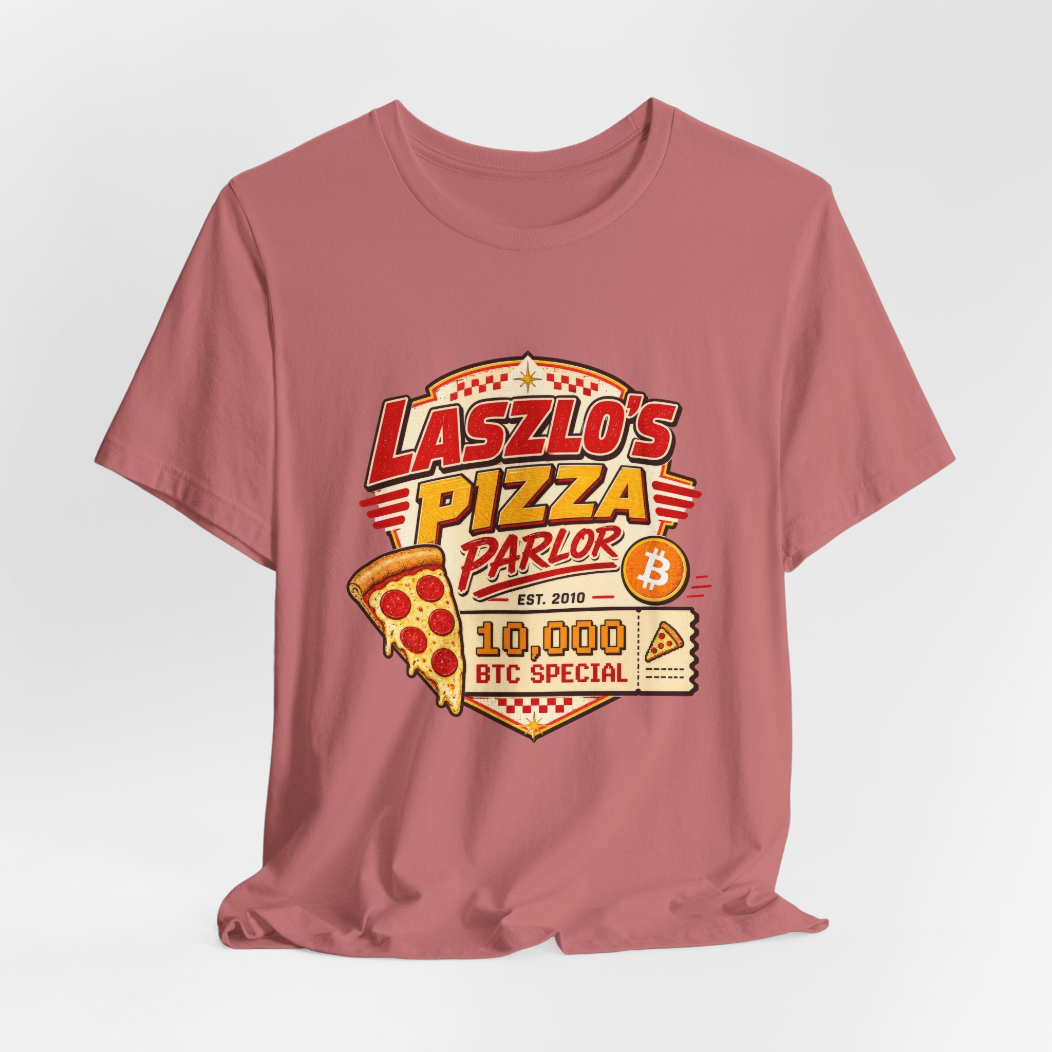 Laszlo's Pizza Parlor 10,000 Bitcoin Pizza Day Tee | Bella Canvas 3001