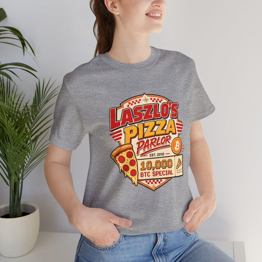 Laszlo's Pizza Parlor 10,000 Bitcoin Pizza Day Tee | Bella Canvas 3001