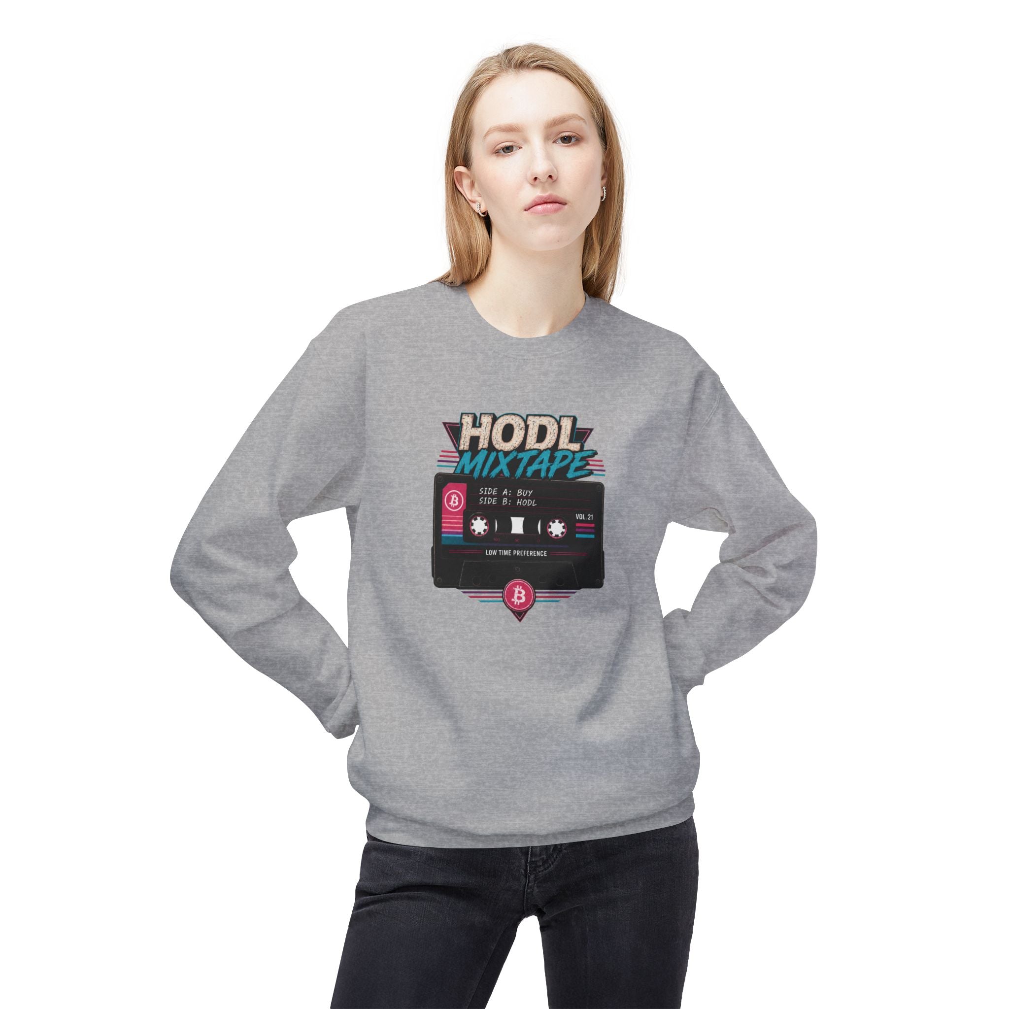 HODL Mixtape cassette design Sweatshirt | Bitcoin retro 80s style | Gildan SF000