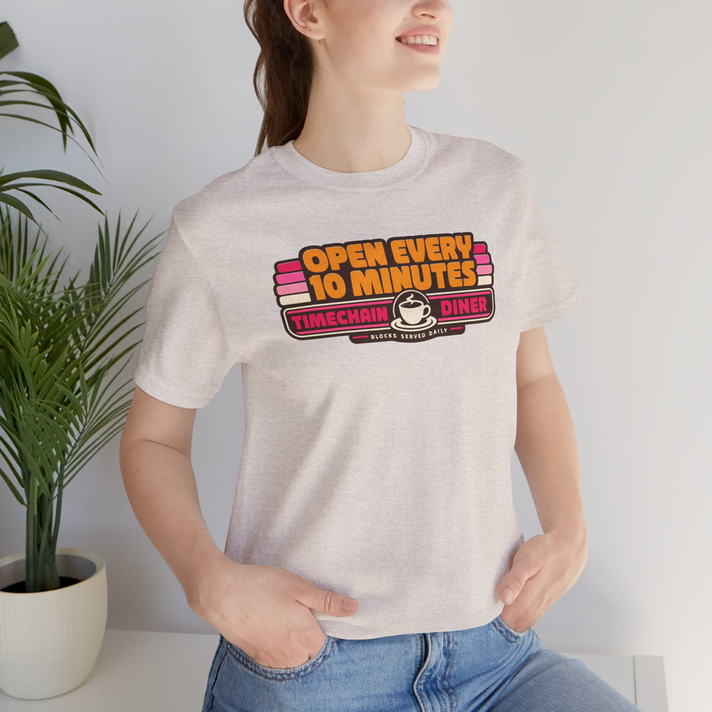 Incognito Open Every 10 Minutes Timechain Diner Tee | Retro Coffee T-Shirt | Bella Canvas 3001
