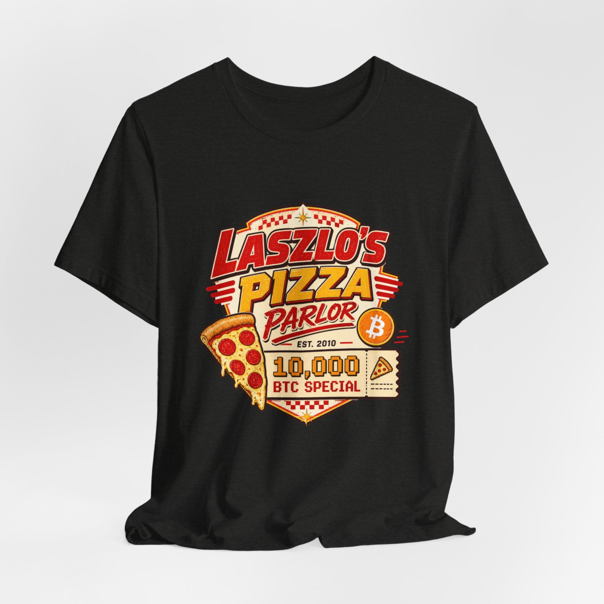 Laszlo's Pizza Parlor 10,000 Bitcoin Pizza Day Tee | Bella Canvas 3001
