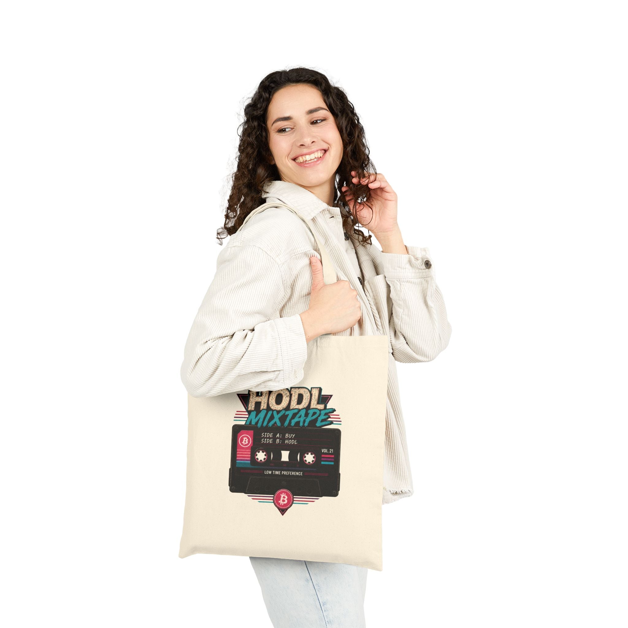 HODL Mixtape cassette tote bag | Cotton canvas tote, Bitcoin retro 80s style