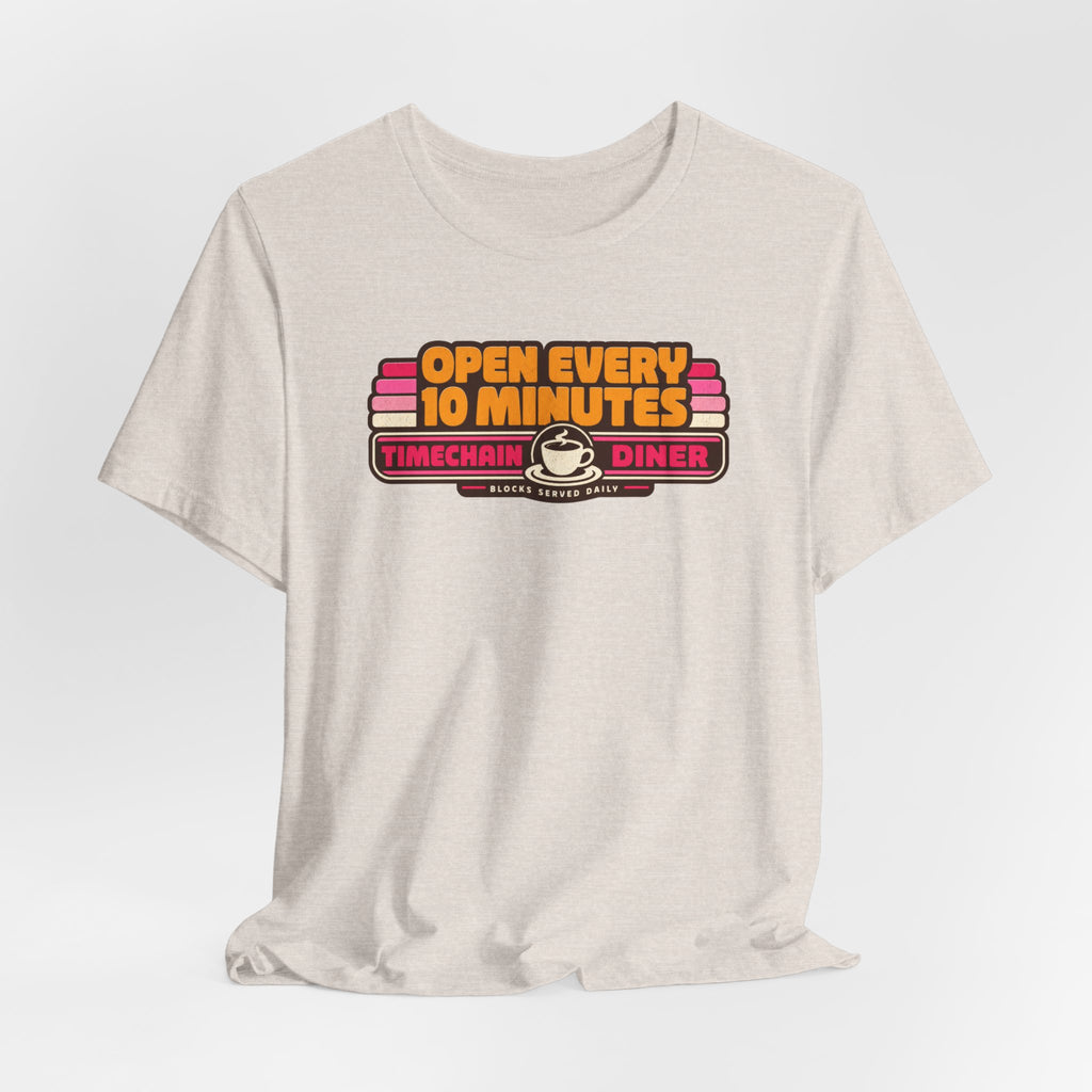 Incognito Open Every 10 Minutes Timechain Diner Tee | Retro Coffee T-Shirt | Bella Canvas 3001