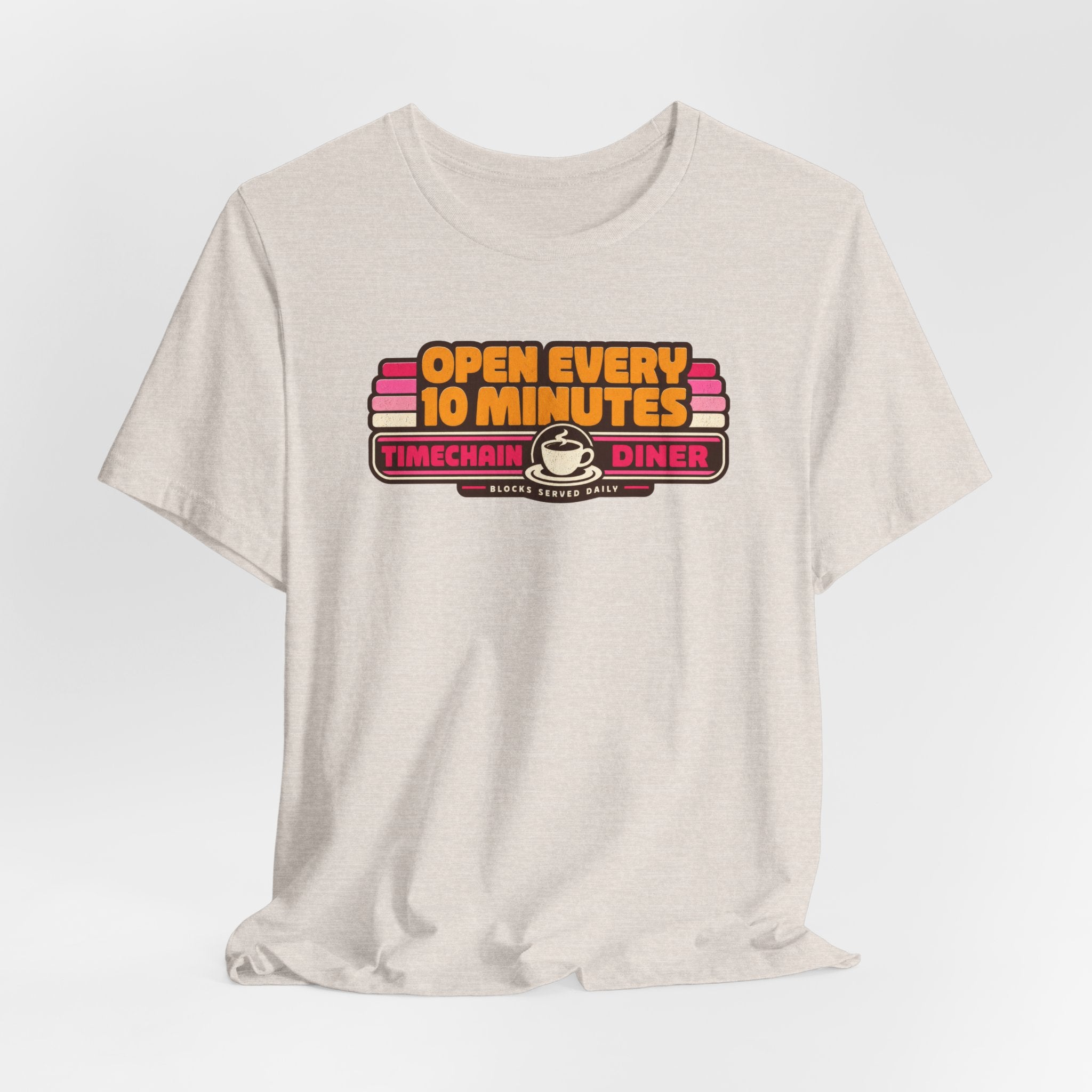Incognito Open Every 10 Minutes Timechain Diner Tee | Retro Coffee T-Shirt | Bella Canvas 3001