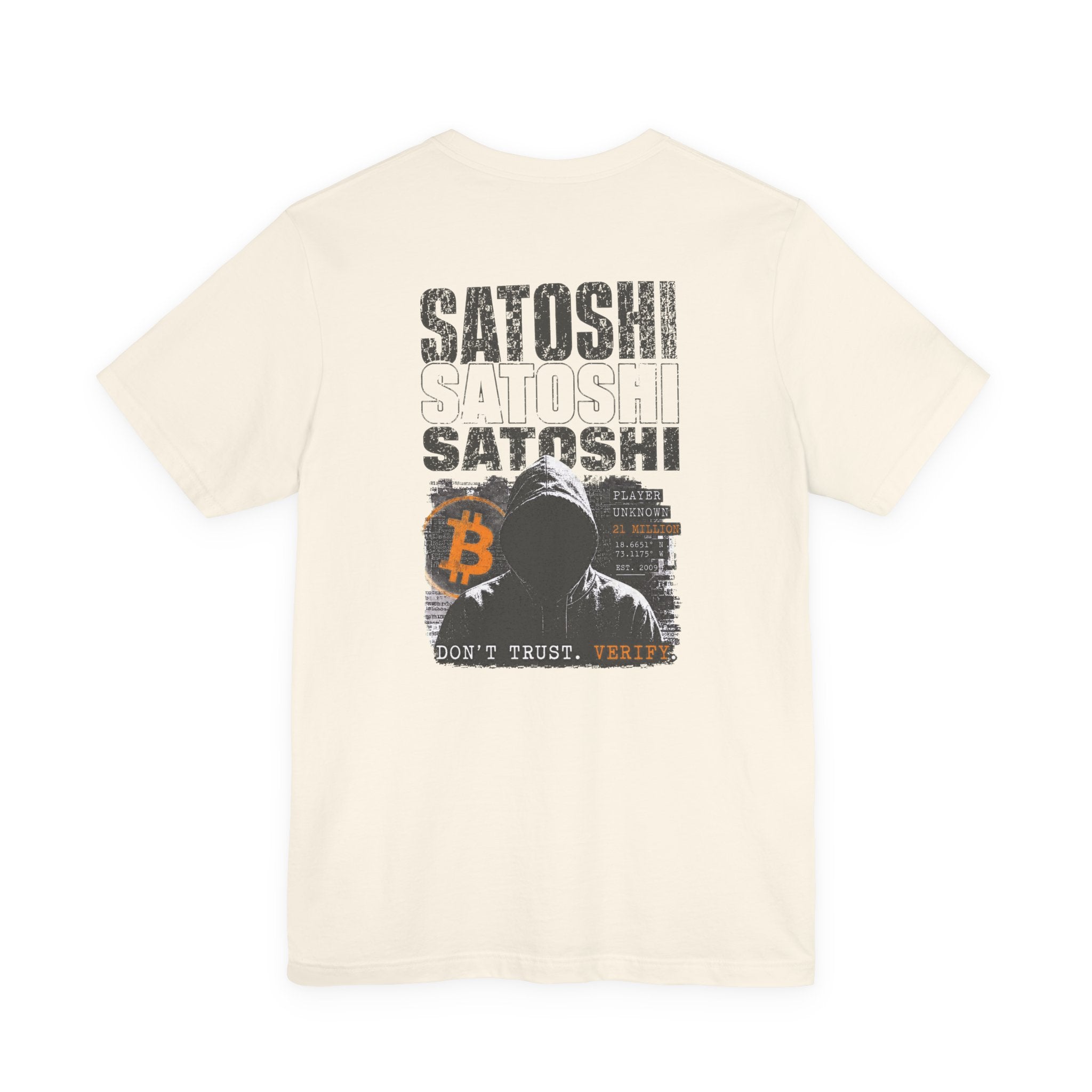 Satoshi Nakamoto Shirt | Player Unknown Bitcoin Tee | Don't Trust Verify Band T-shirt | Bella Canvas 3001
