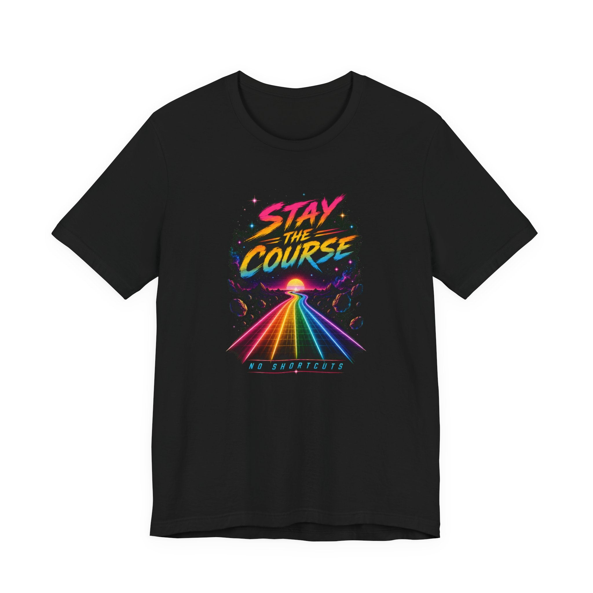 Incognito Stay the Course Retro Rainbow Road Neon T-Shirt | Bella Canvas 3001