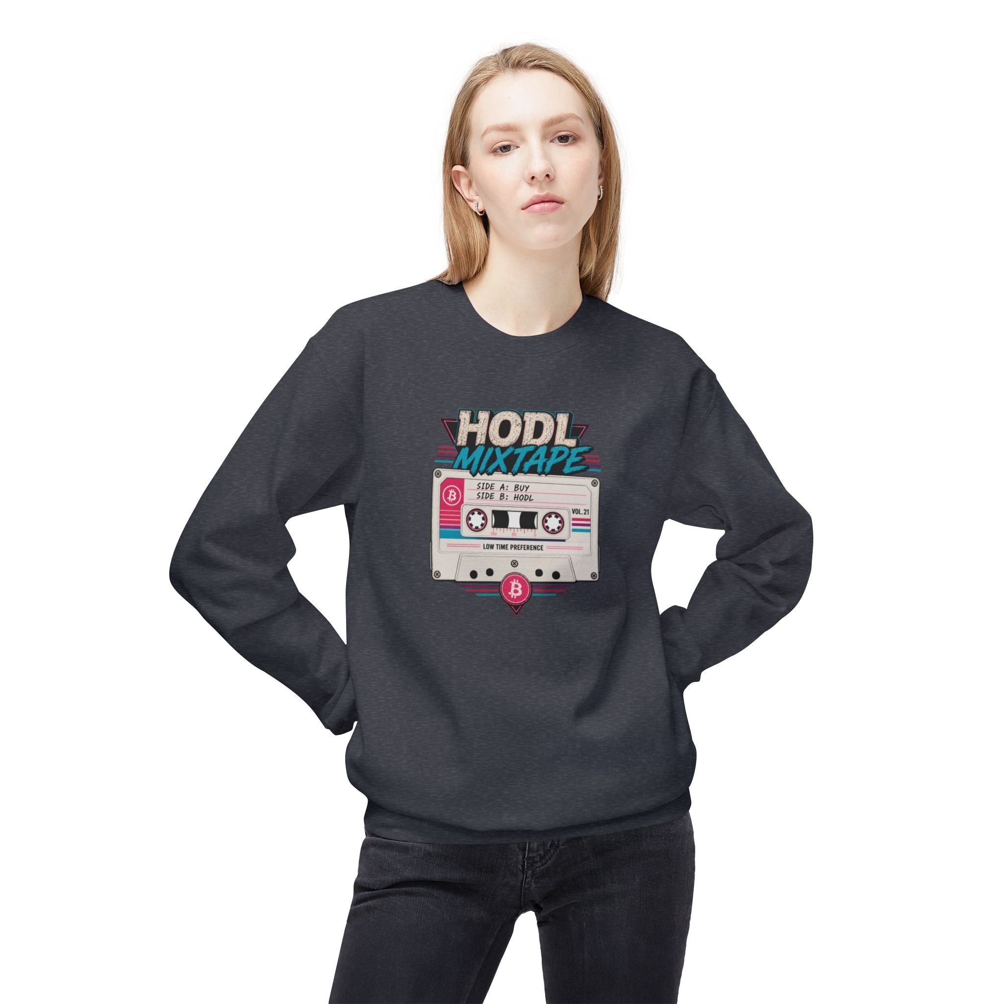 HODL Mixtape cassette design Sweatshirt | Bitcoin retro 80s style | Gildan SF000