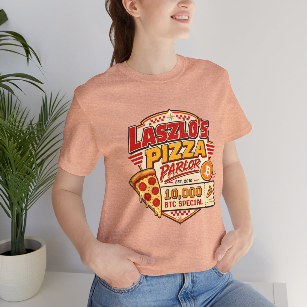 Laszlo's Pizza Parlor 10,000 Bitcoin Pizza Day Tee | Bella Canvas 3001