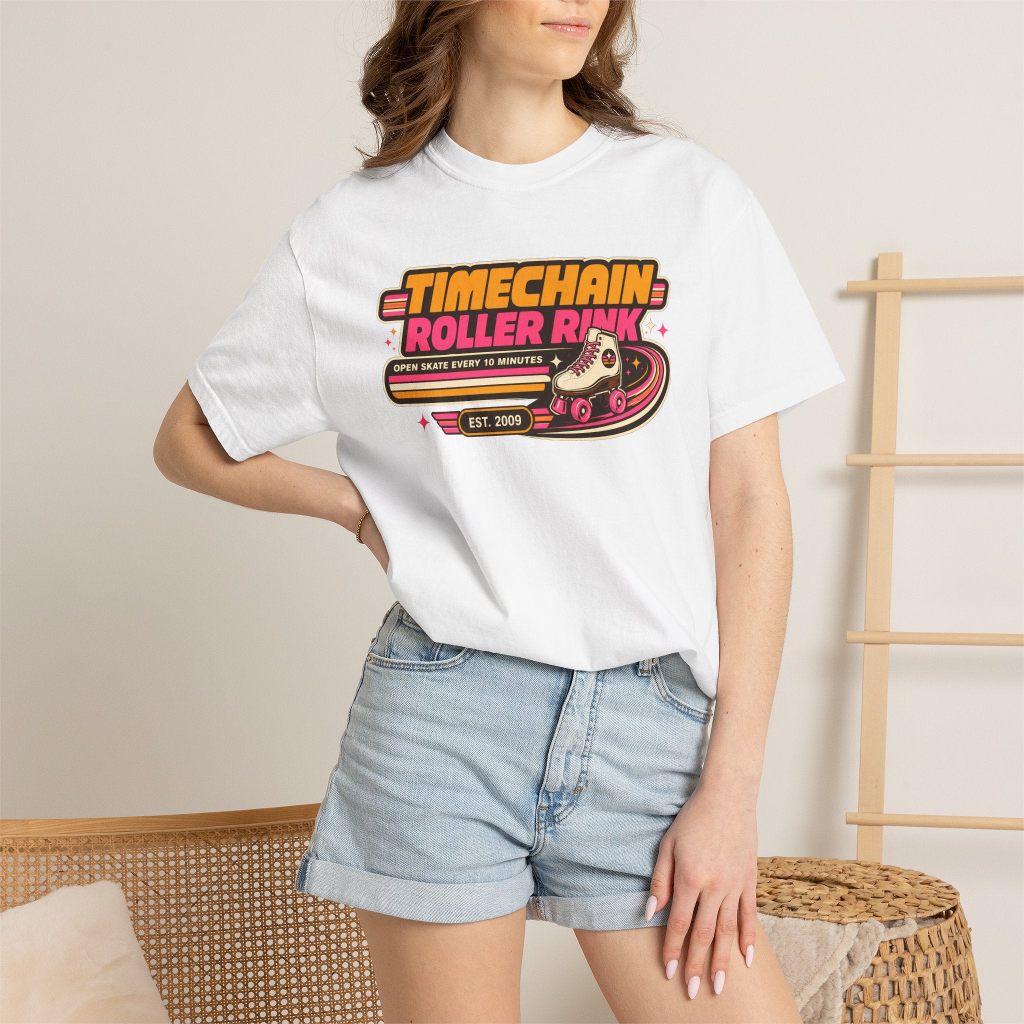Incognito Heavyweight Timechain Roller Rink vintage graphic tee | Retro roller skate design | Comfort Colors 1717