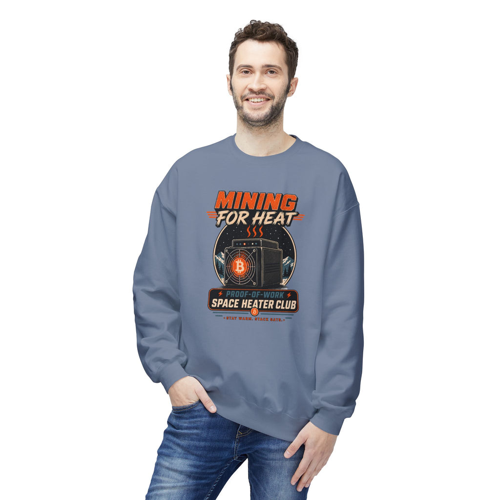 Bitcoin Miner Space Heater Club Sweatshirt | Mining for Heat | Gildan SF000