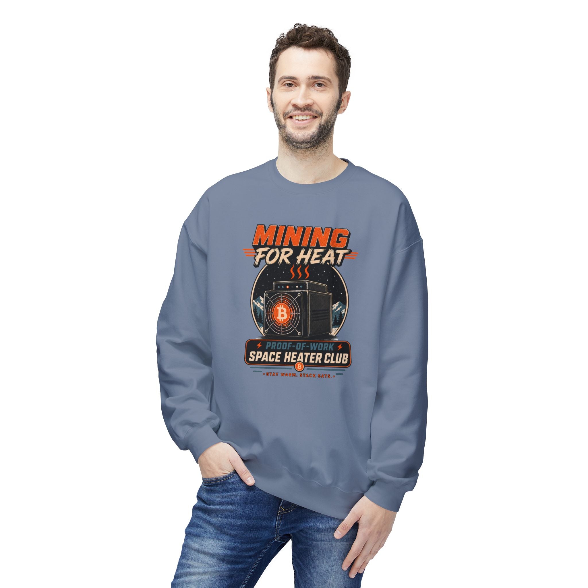 Bitcoin Miner Space Heater Club Sweatshirt | Mining for Heat | Gildan SF000