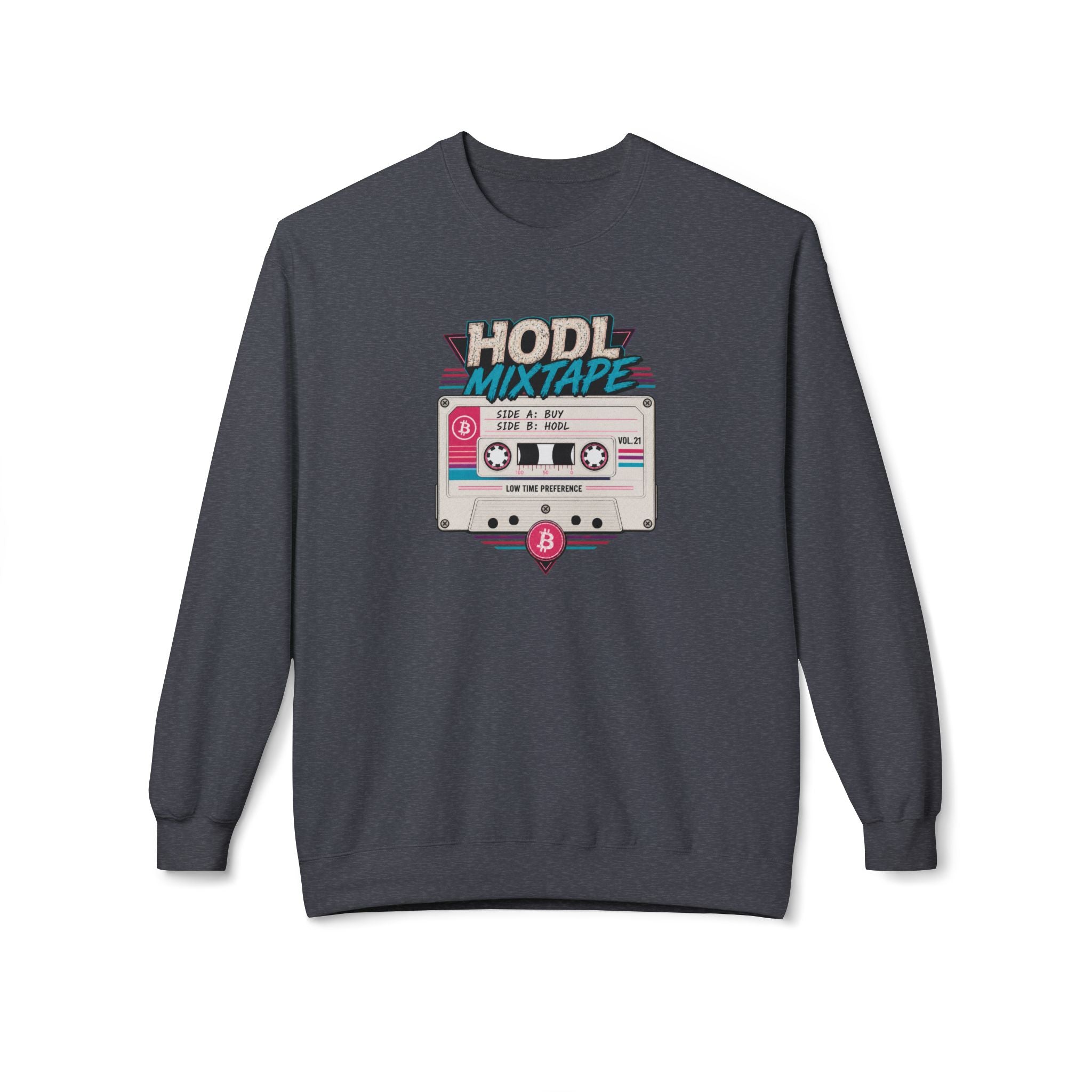 HODL Mixtape cassette design Sweatshirt | Bitcoin retro 80s style | Gildan SF000