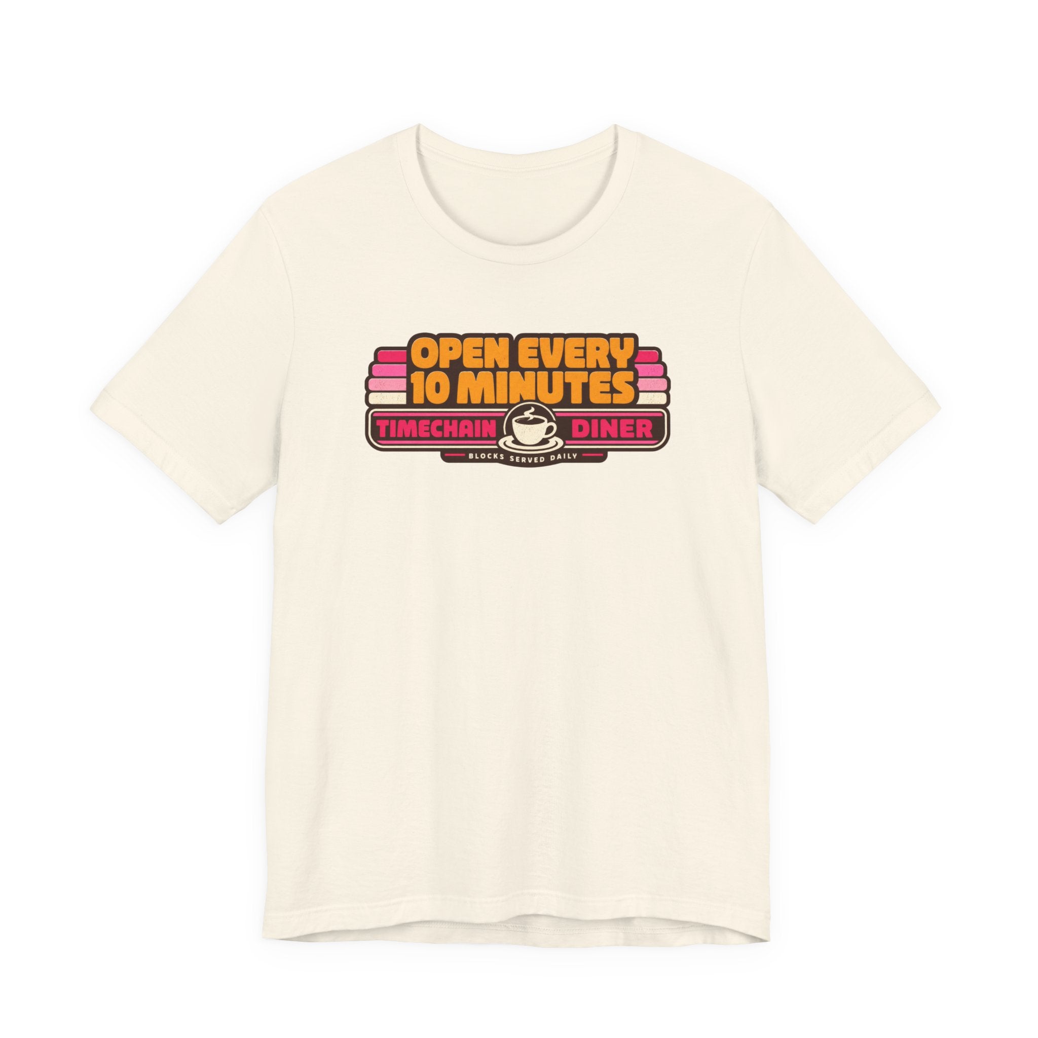 Incognito Open Every 10 Minutes Timechain Diner Tee | Retro Coffee T-Shirt | Bella Canvas 3001