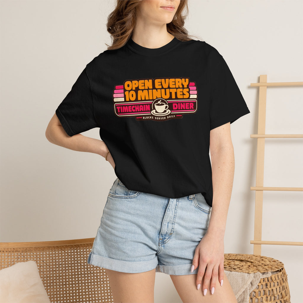 Incognito Heavyweight Open Every 10 Minutes Timechain Diner Tee | Retro Coffee T-Shirt | Comfort Colors 1717
