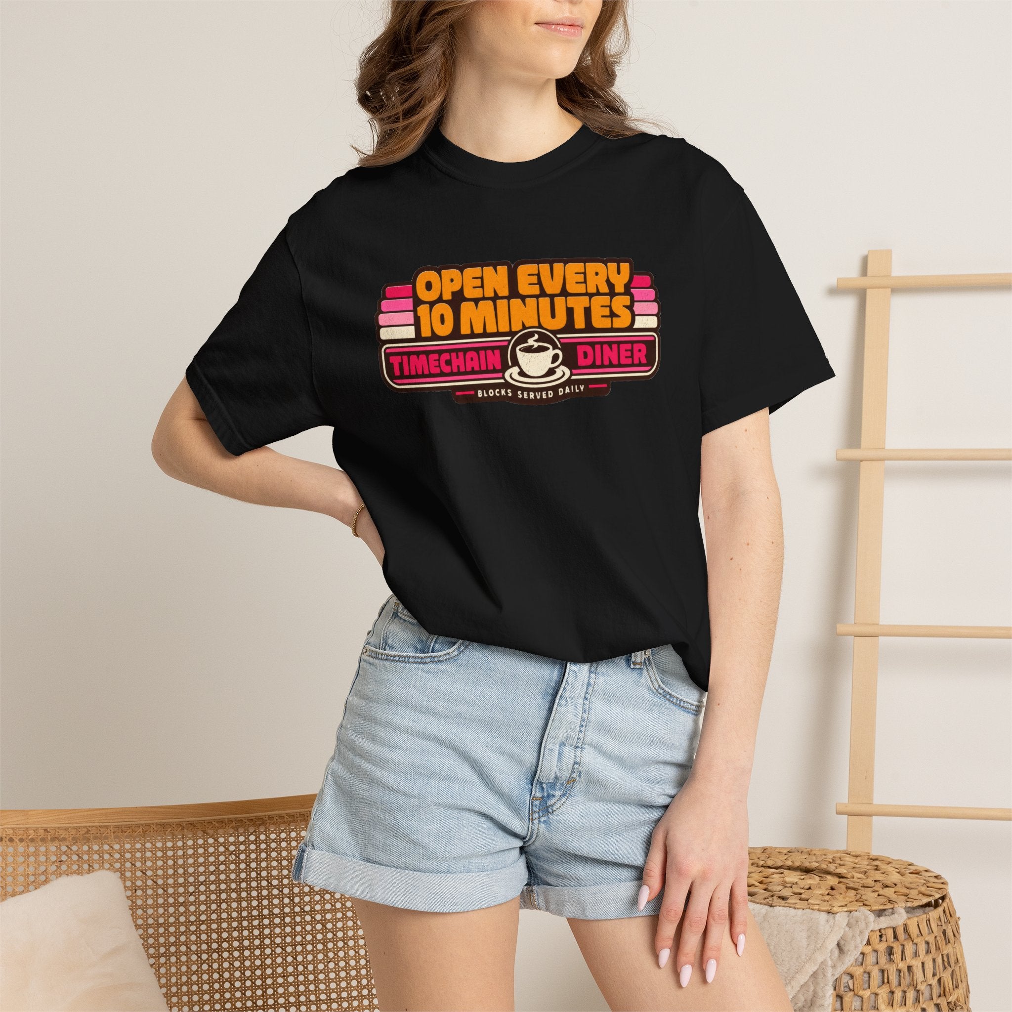 Incognito Heavyweight Open Every 10 Minutes Timechain Diner Tee | Retro Coffee T-Shirt | Comfort Colors 1717