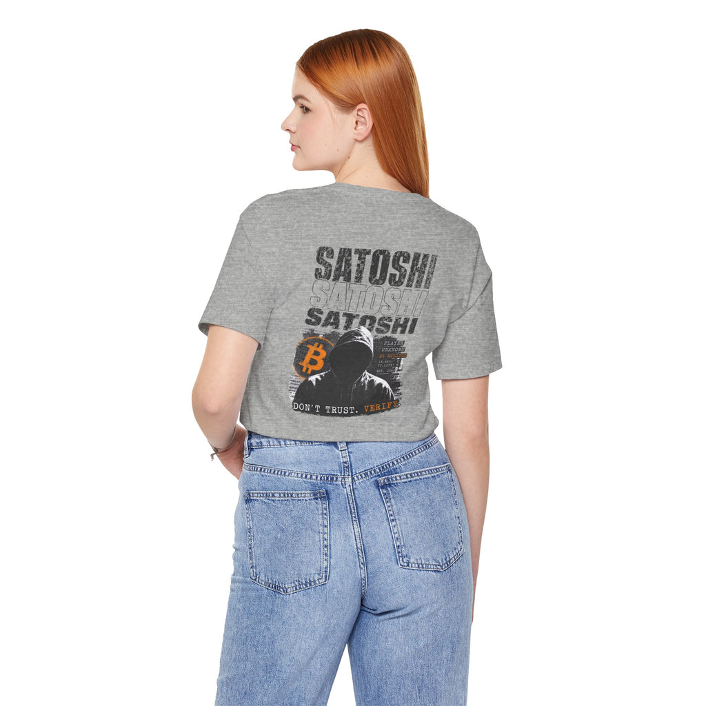 Satoshi Nakamoto Shirt | Player Unknown Bitcoin Tee | Don't Trust Verify Band T-shirt | Bella Canvas 3001