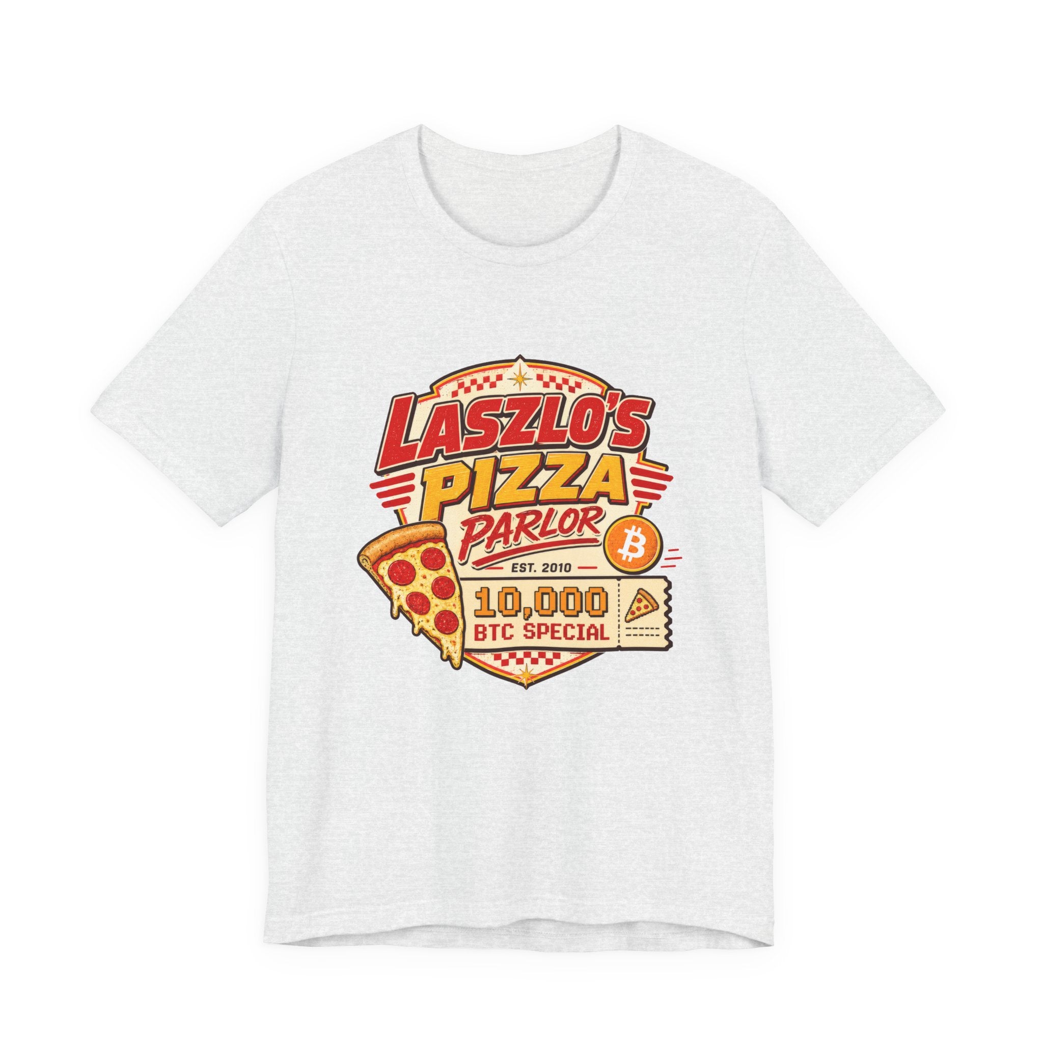 Laszlo's Pizza Parlor 10,000 Bitcoin Pizza Day Tee | Bella Canvas 3001