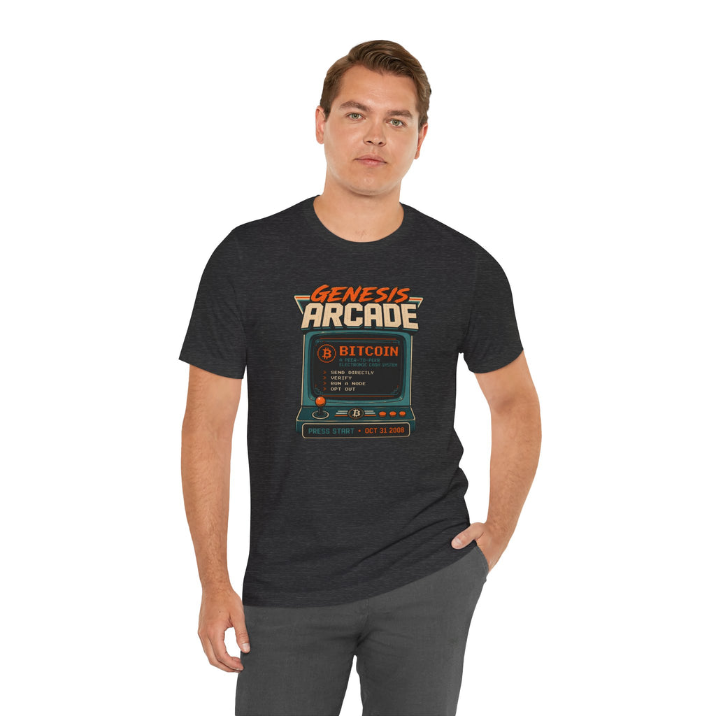 Bitcoin Genesis Block Retro Arcade T-Shirt | Bella Canvas 3001