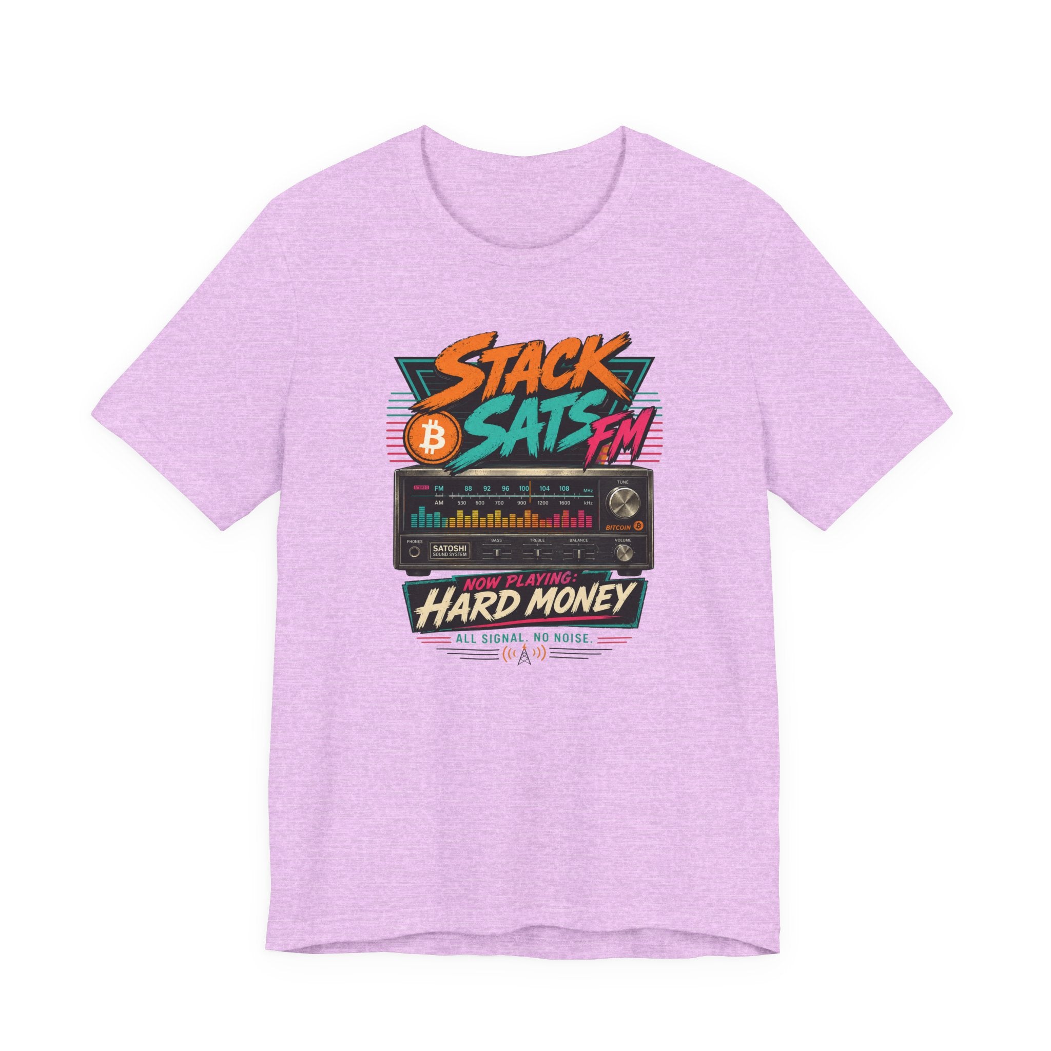 Stack Sats FM Radio cassette graphic T-shirt | Bitcoin hard money 80s retro Tee | Bella Canvas 3001