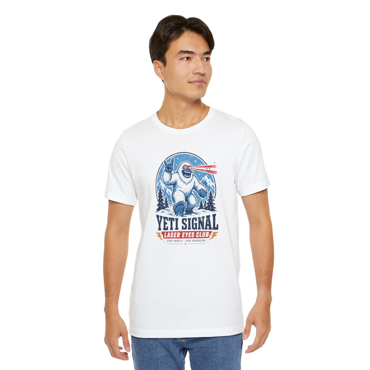 Yeti Signal Laser Eyes Club Bitcoin T-Shirt | Bella Canvas 3001