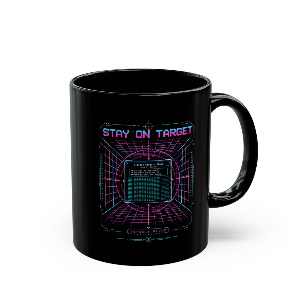 Stay On Target Retro Bitcoin Genesis Block Mug 11oz and 15oz