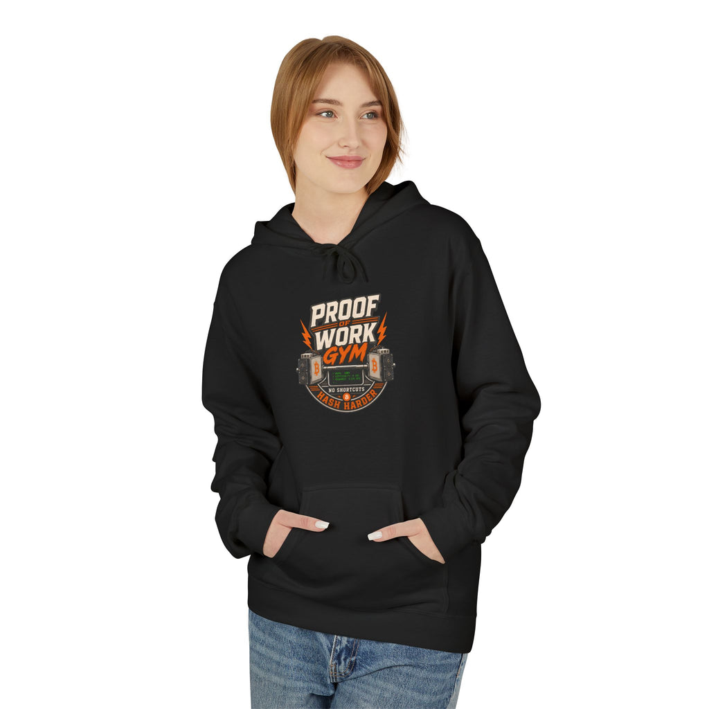 Proof of Work Bitcoin Mining Gym Hoodie | Weightlifting barbell vintage emblem, Train Hard, Hash Harder Pullover