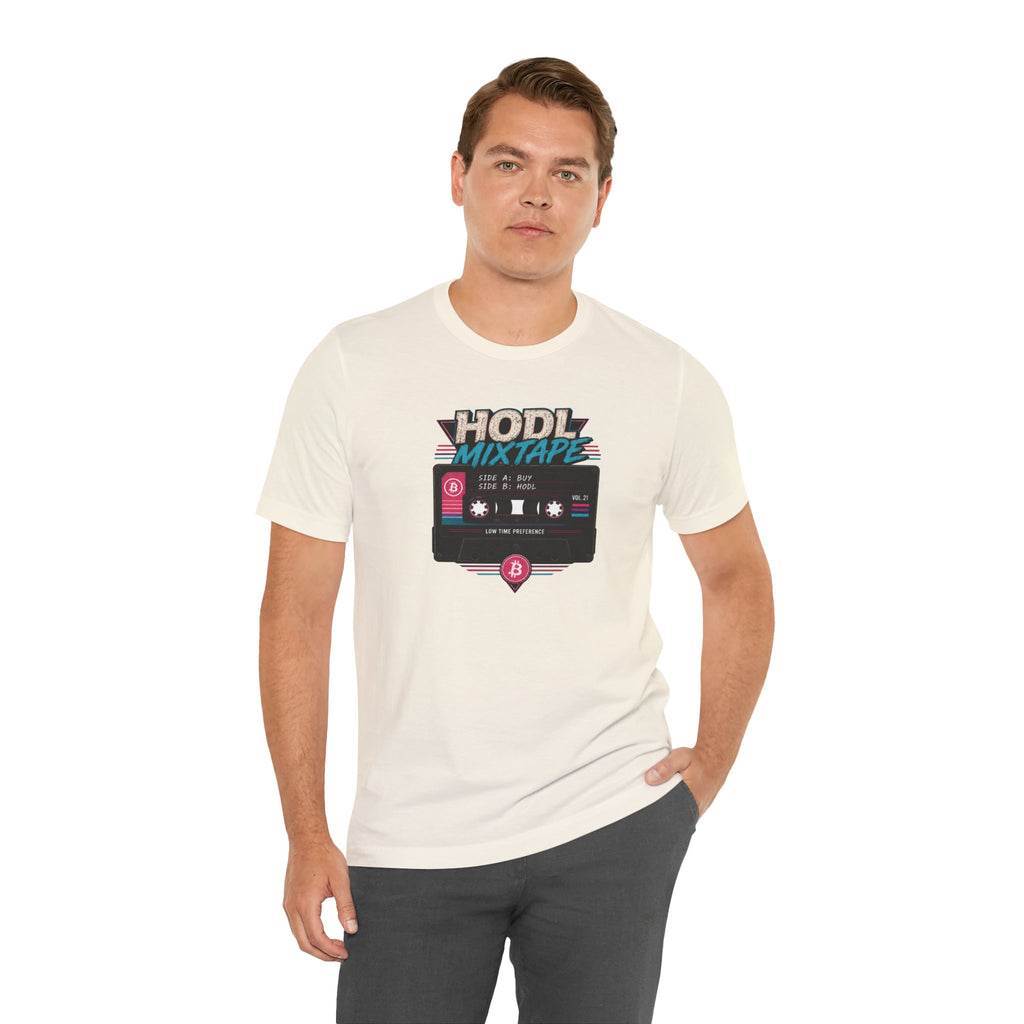 HODL Mixtape Cassette T-Shirt | Bitcoin Low Time Preference retro design Tee | Bella Canvas 3001