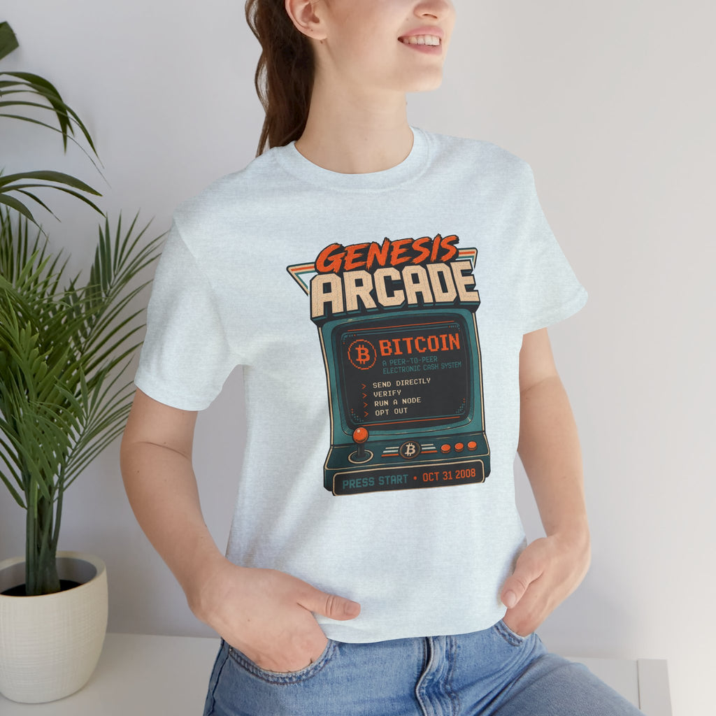 Bitcoin Genesis Block Retro Arcade T-Shirt | Bella Canvas 3001