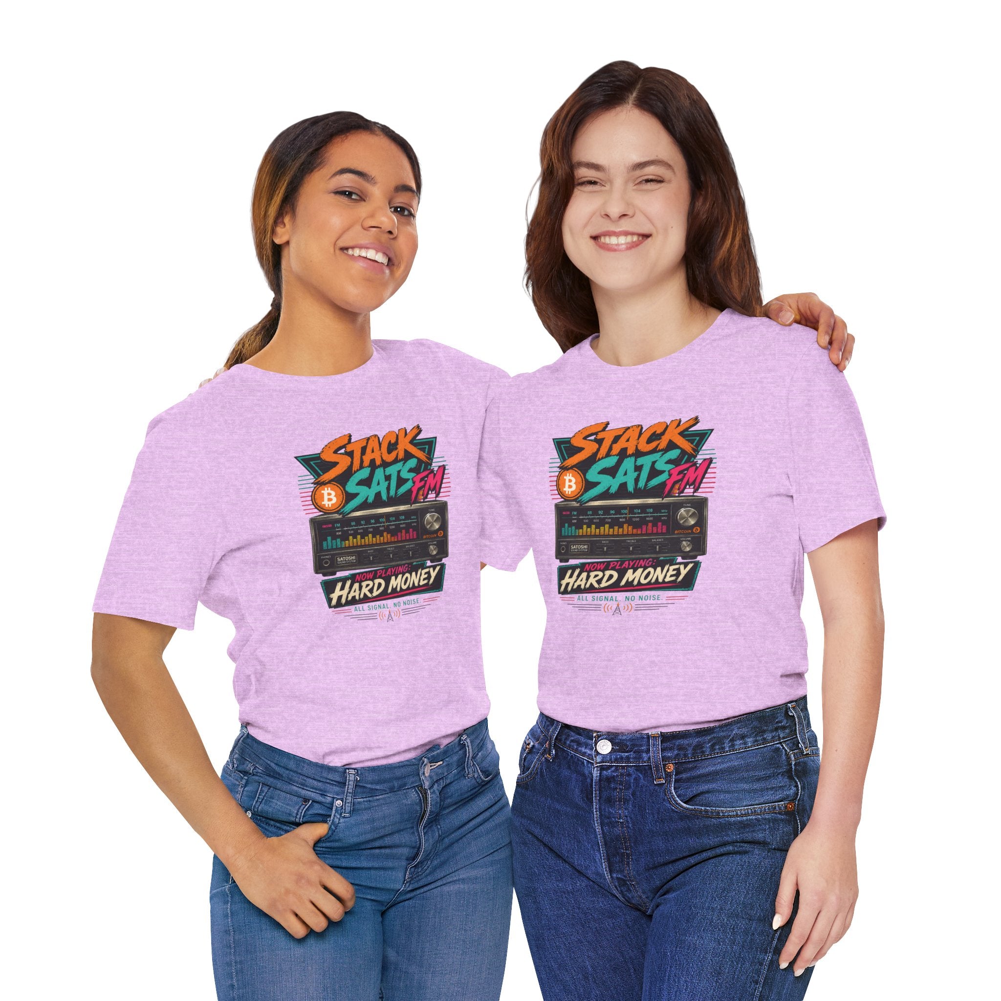 Stack Sats FM Radio cassette graphic T-shirt | Bitcoin hard money 80s retro Tee | Bella Canvas 3001