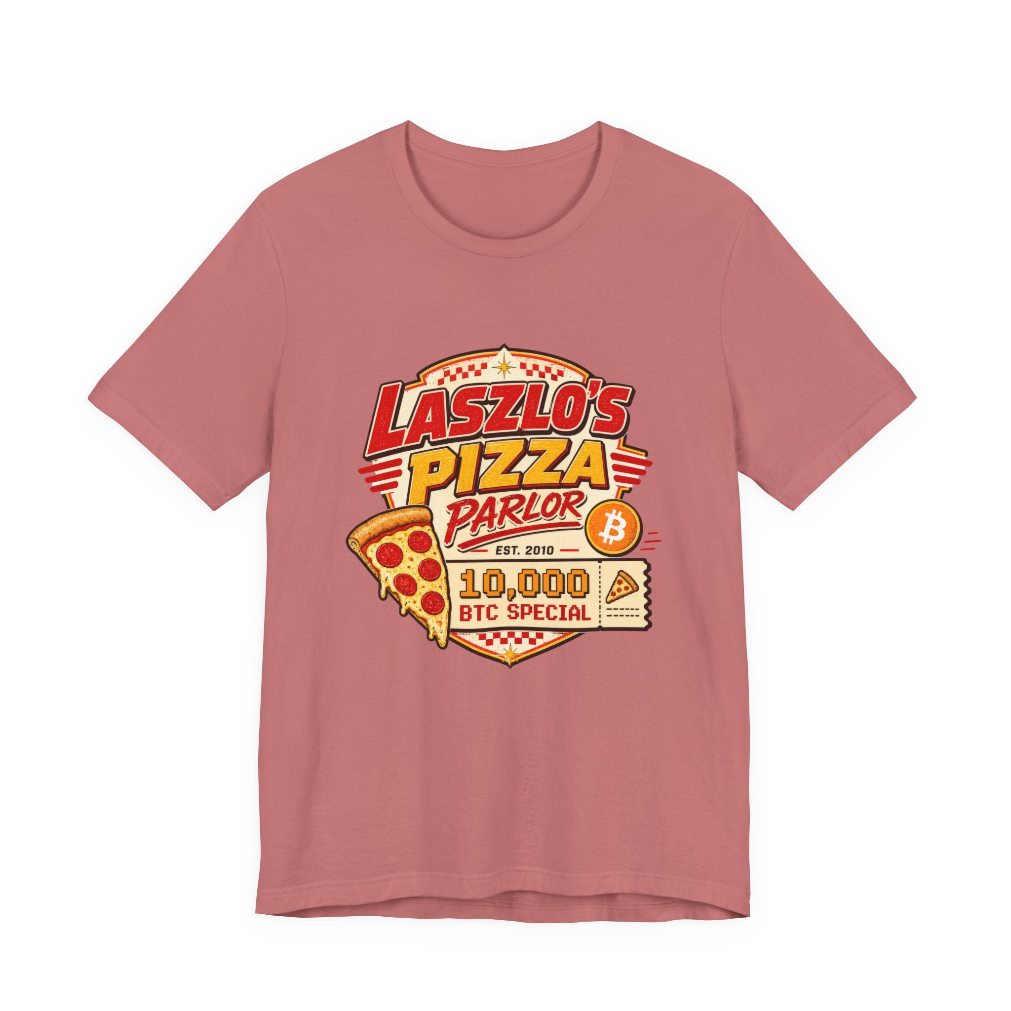 Laszlo's Pizza Parlor 10,000 Bitcoin Pizza Day Tee | Bella Canvas 3001