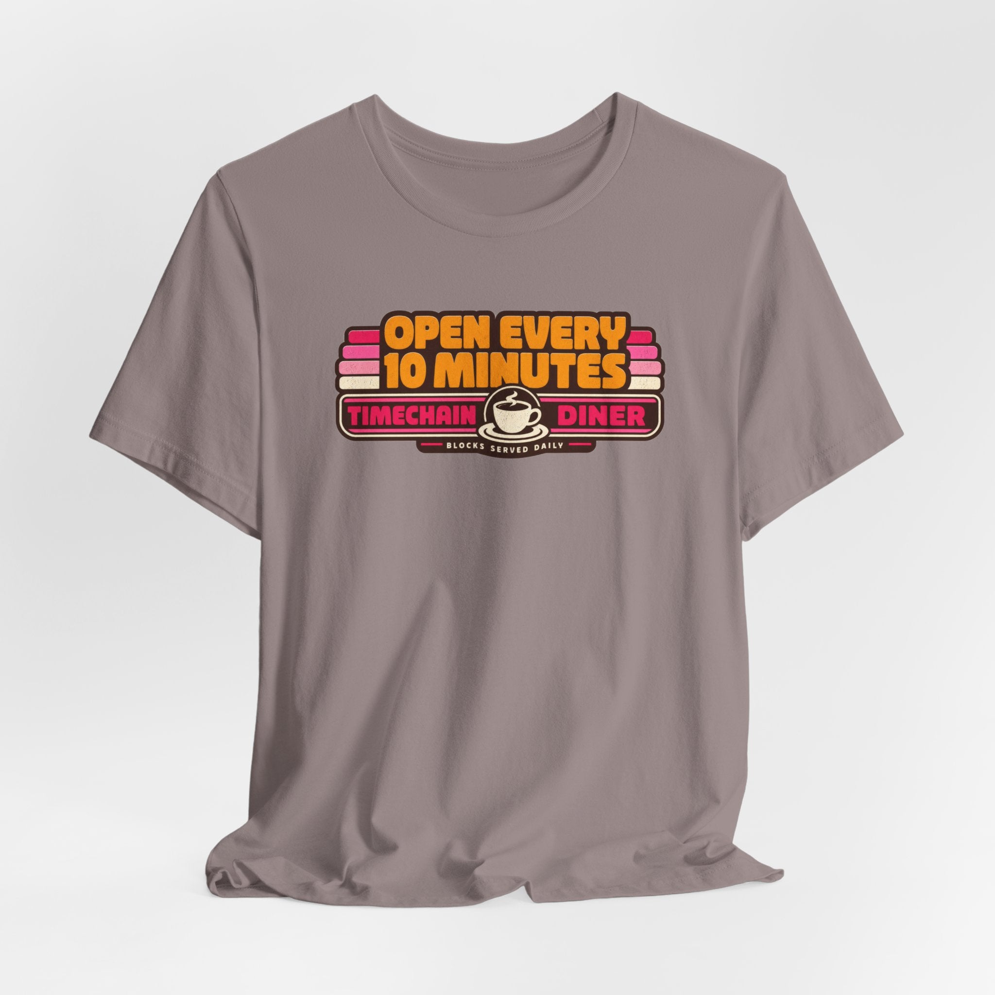Incognito Open Every 10 Minutes Timechain Diner Tee | Retro Coffee T-Shirt | Bella Canvas 3001