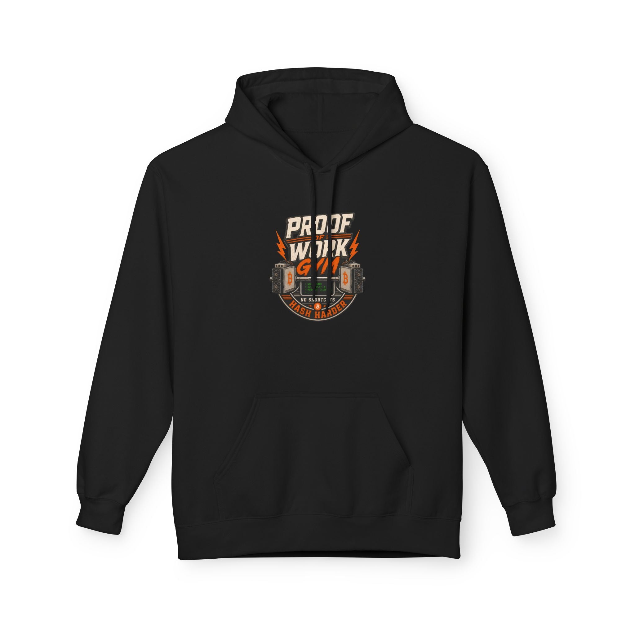 Proof of Work Bitcoin Mining Gym Hoodie | Weightlifting barbell vintage emblem, Train Hard, Hash Harder Pullover