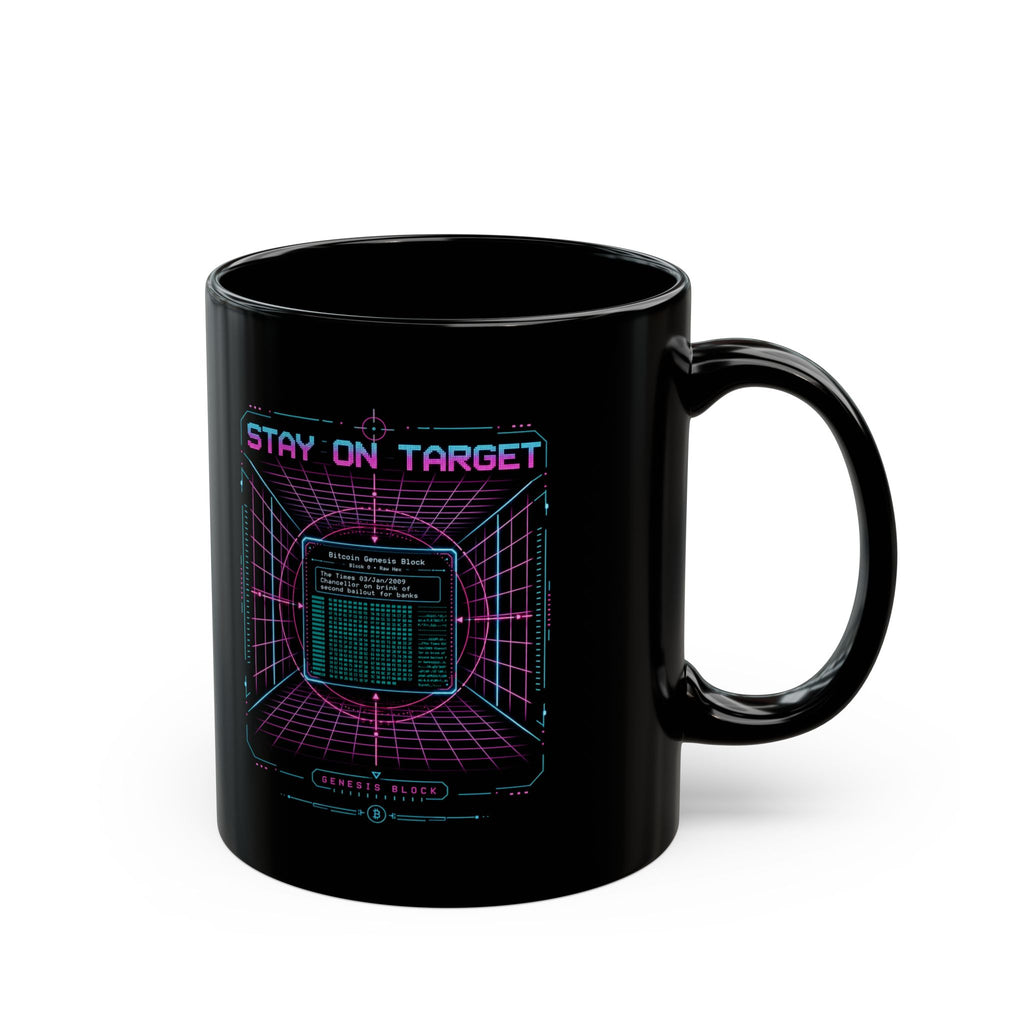 Stay On Target Retro Bitcoin Genesis Block Mug 11oz and 15oz