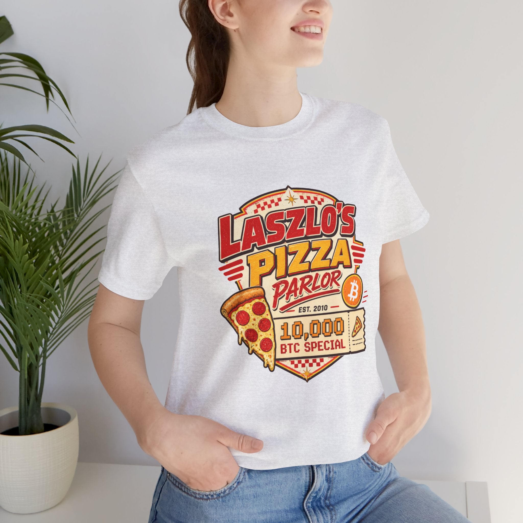 Laszlo's Pizza Parlor 10,000 Bitcoin Pizza Day Tee | Bella Canvas 3001