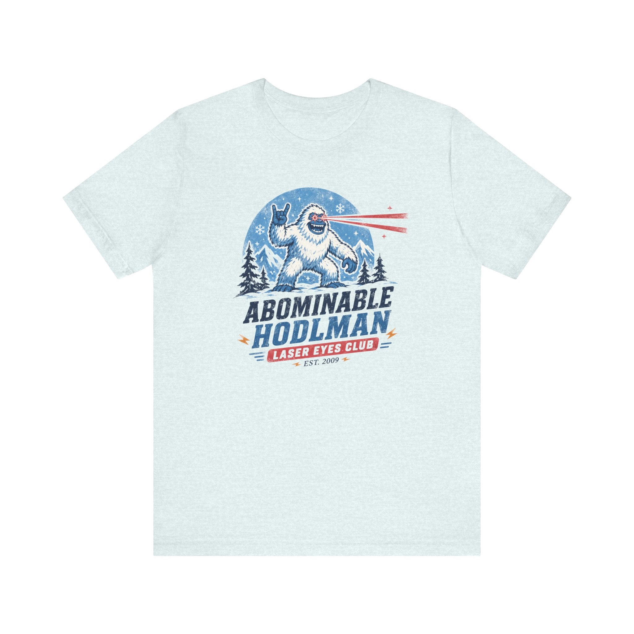 Abominable Hodlman Laser Eyes Club Bitcoin Tee | Yeti Holiday Shirt | Bella Canvas 3001