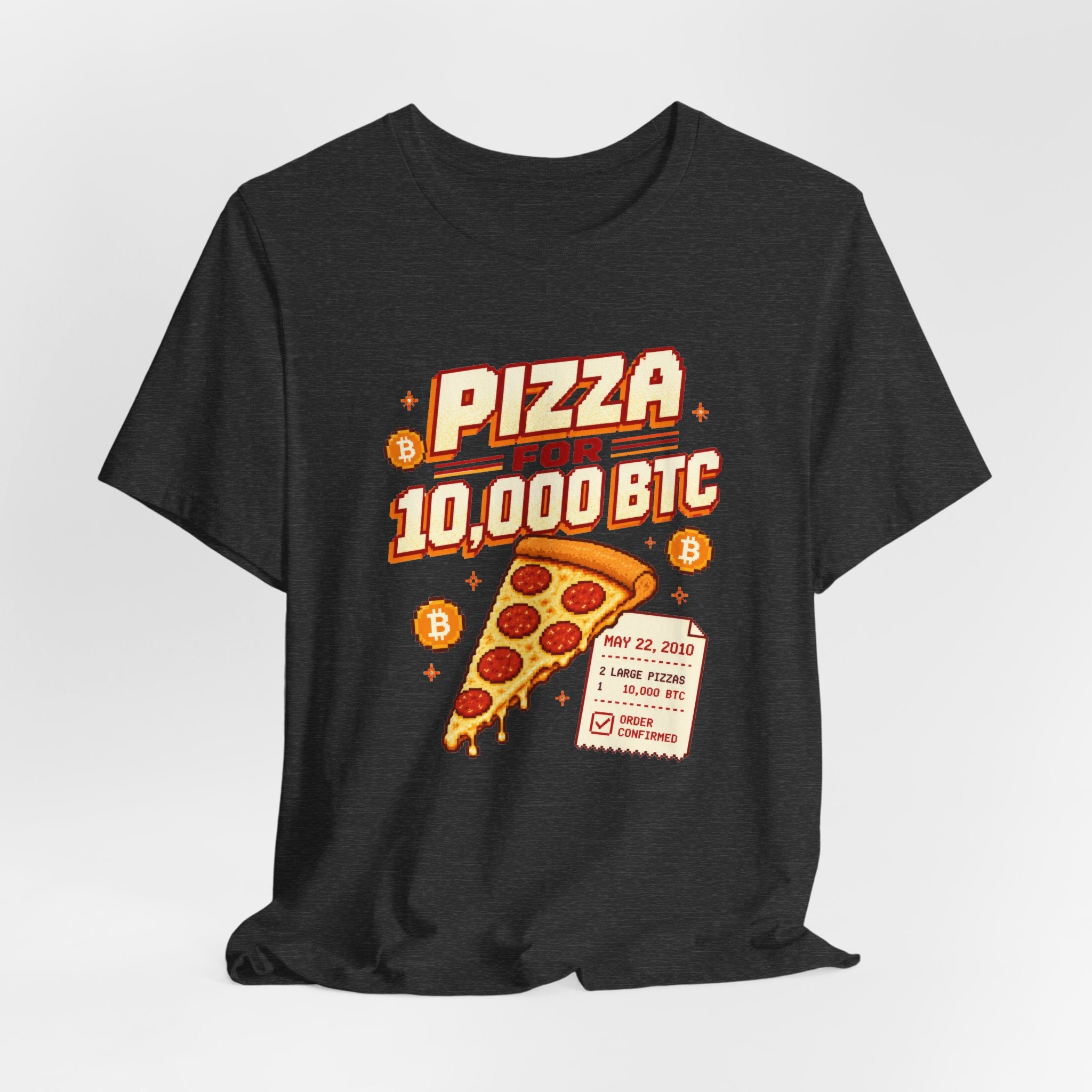 Pizza for 10,000 BTC T-Shirt | Bitcoin Pizza Day Tee | Bella Canvas 3001