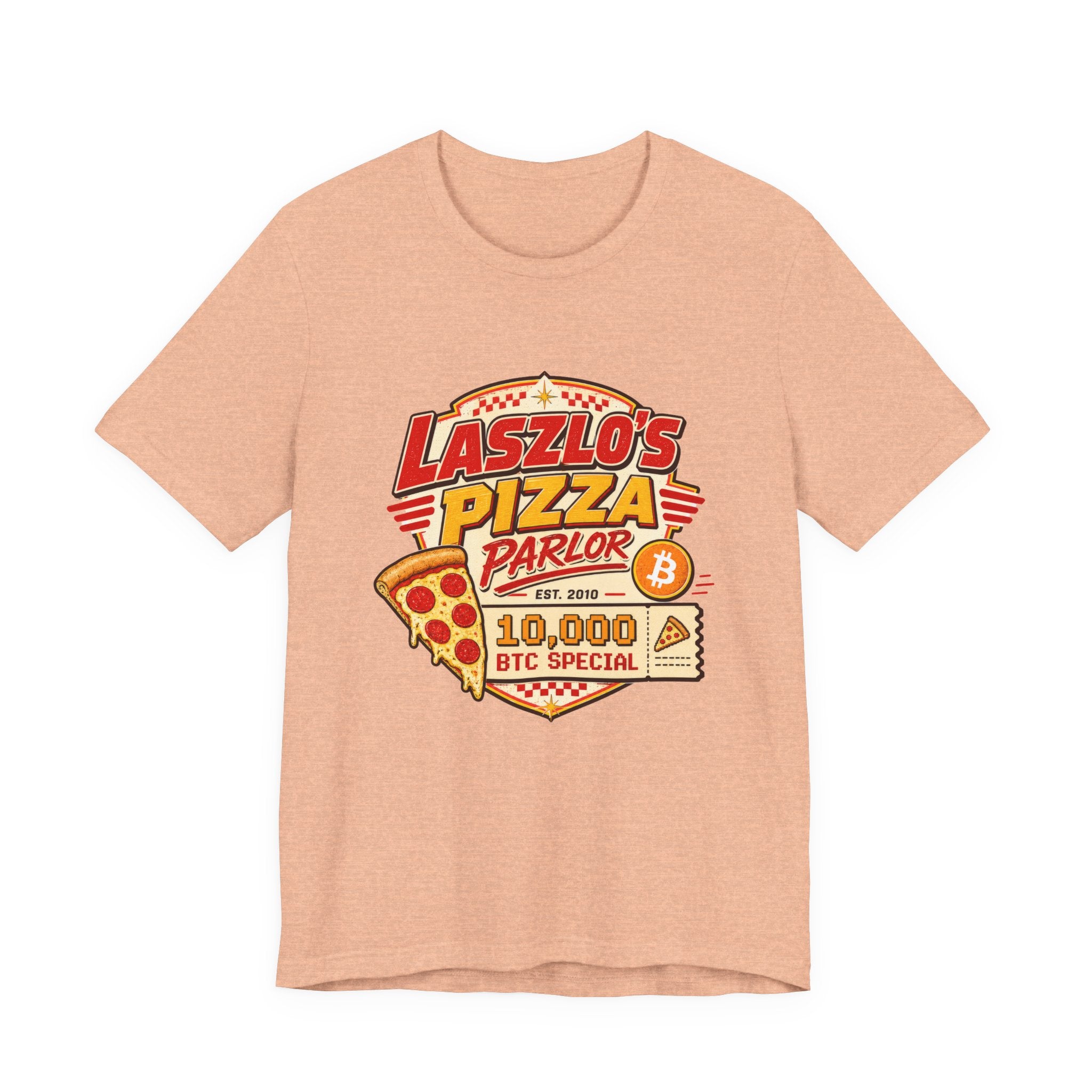 Laszlo's Pizza Parlor 10,000 Bitcoin Pizza Day Tee | Bella Canvas 3001