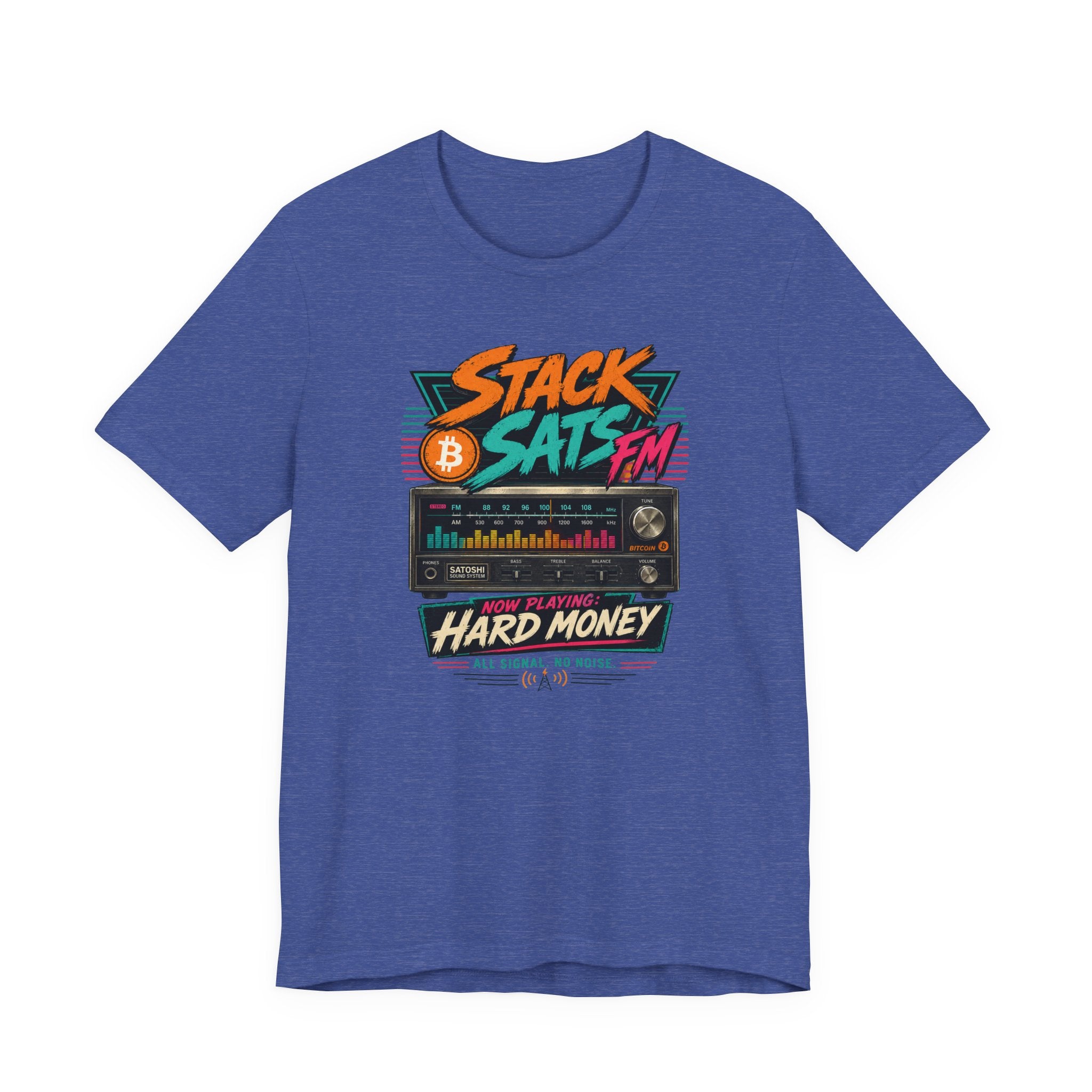 Stack Sats FM Radio cassette graphic T-shirt | Bitcoin hard money 80s retro Tee | Bella Canvas 3001