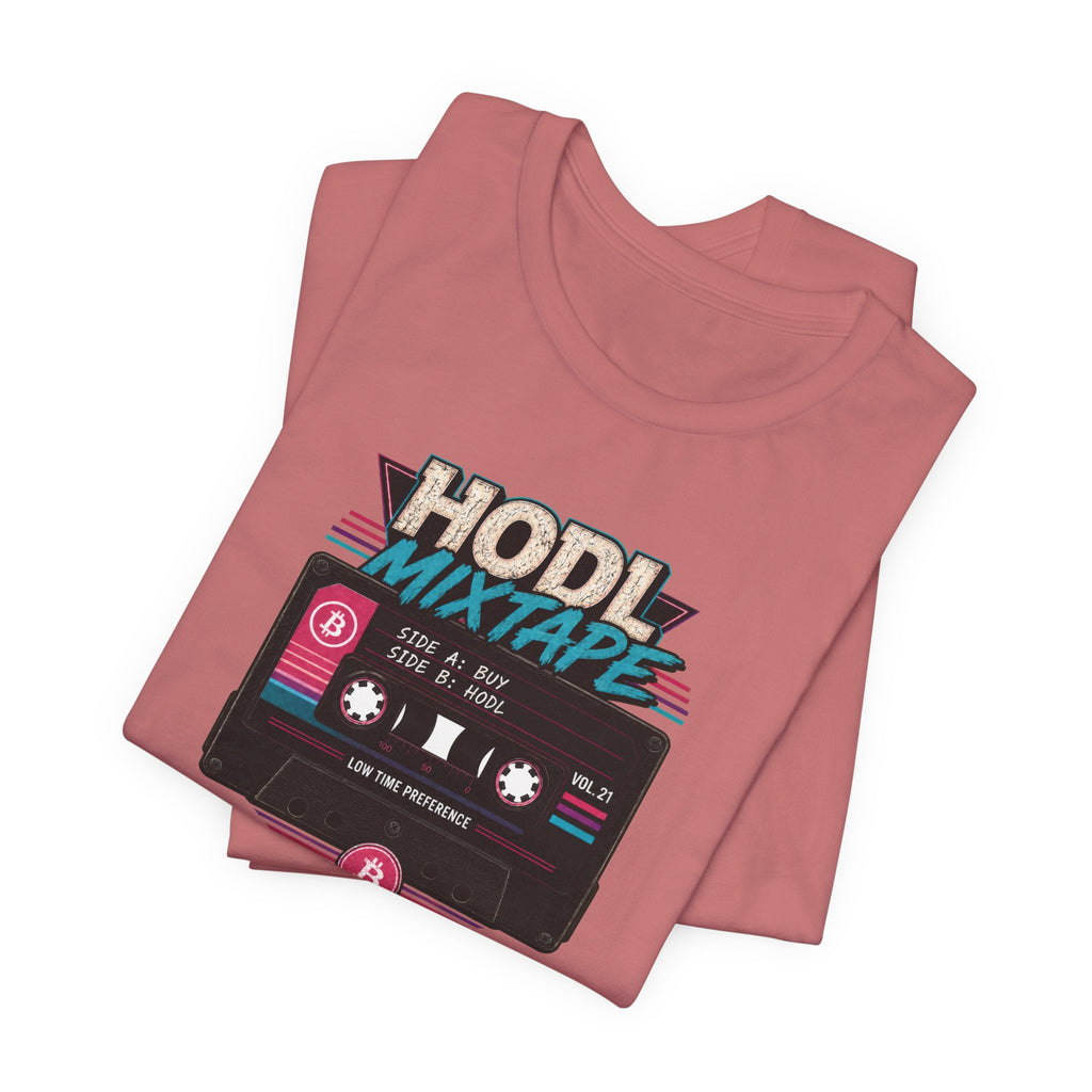 HODL Mixtape Cassette T-Shirt | Bitcoin Low Time Preference retro design Tee | Bella Canvas 3001